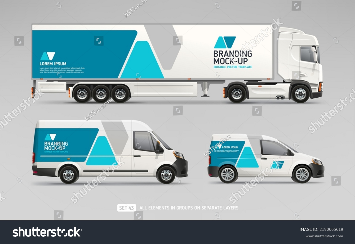 Realistic Truck Trailer Van Company Car Stock Vector (Royalty Free ...