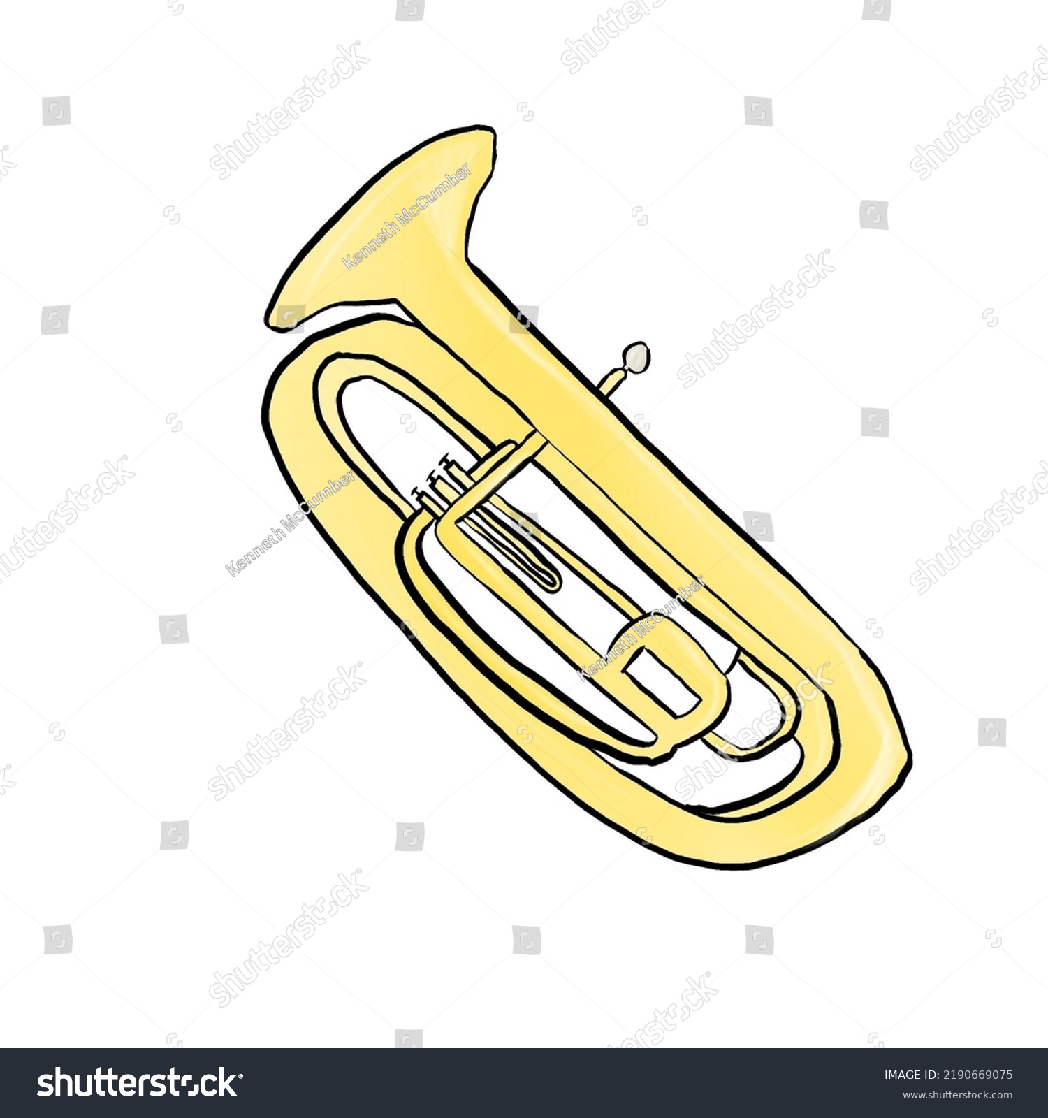 Cartoon Drawing Tuba On White Background Stock Illustration 2190669075