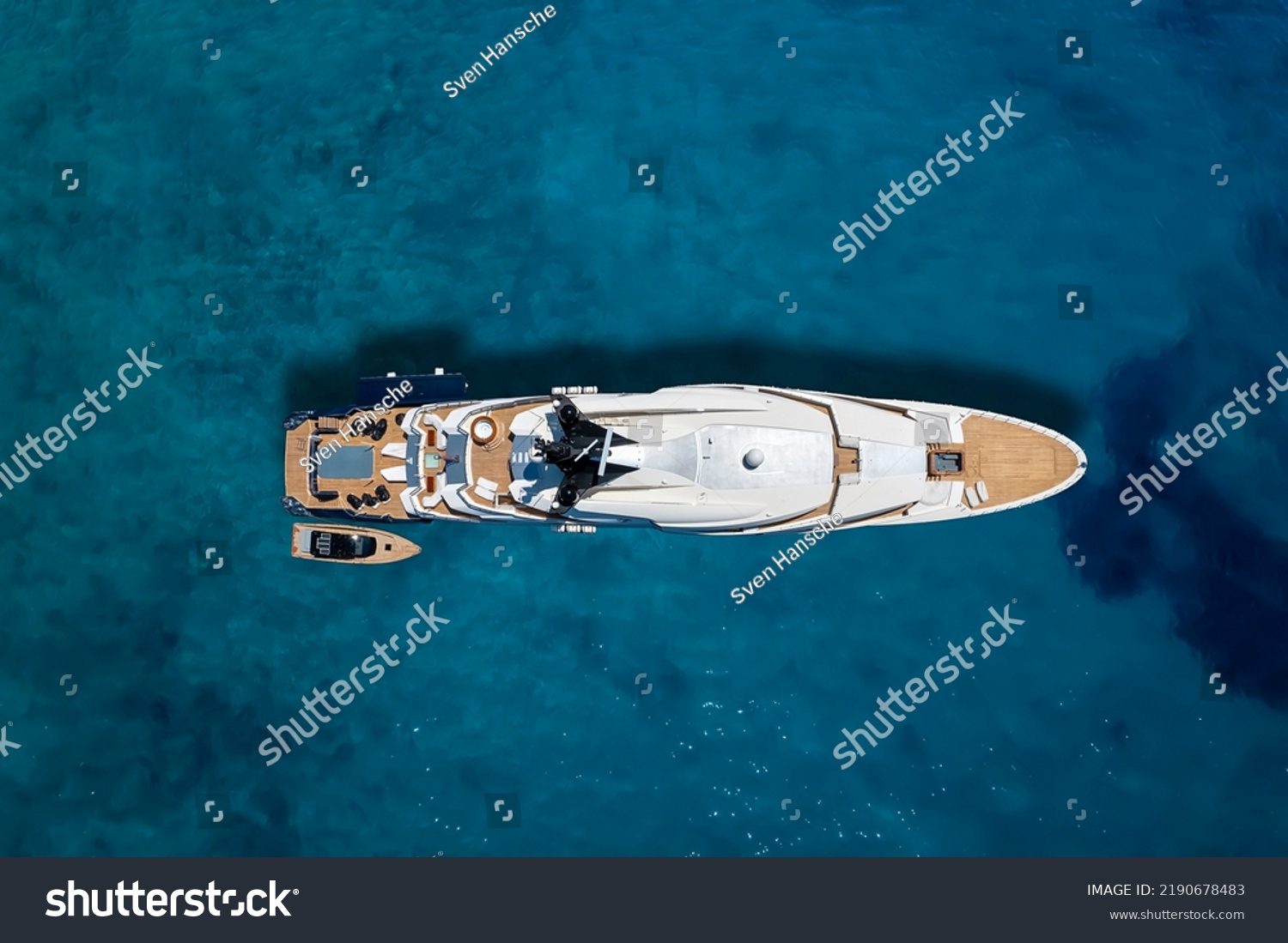 top down view of yacht