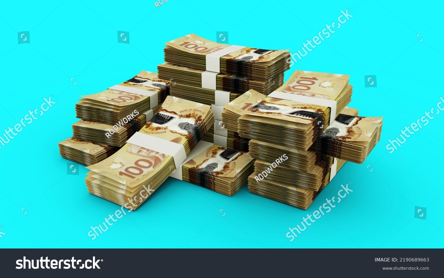 Stack Canadian Dollar Notes 3d Rendering Stock Illustration 2190689663 ...