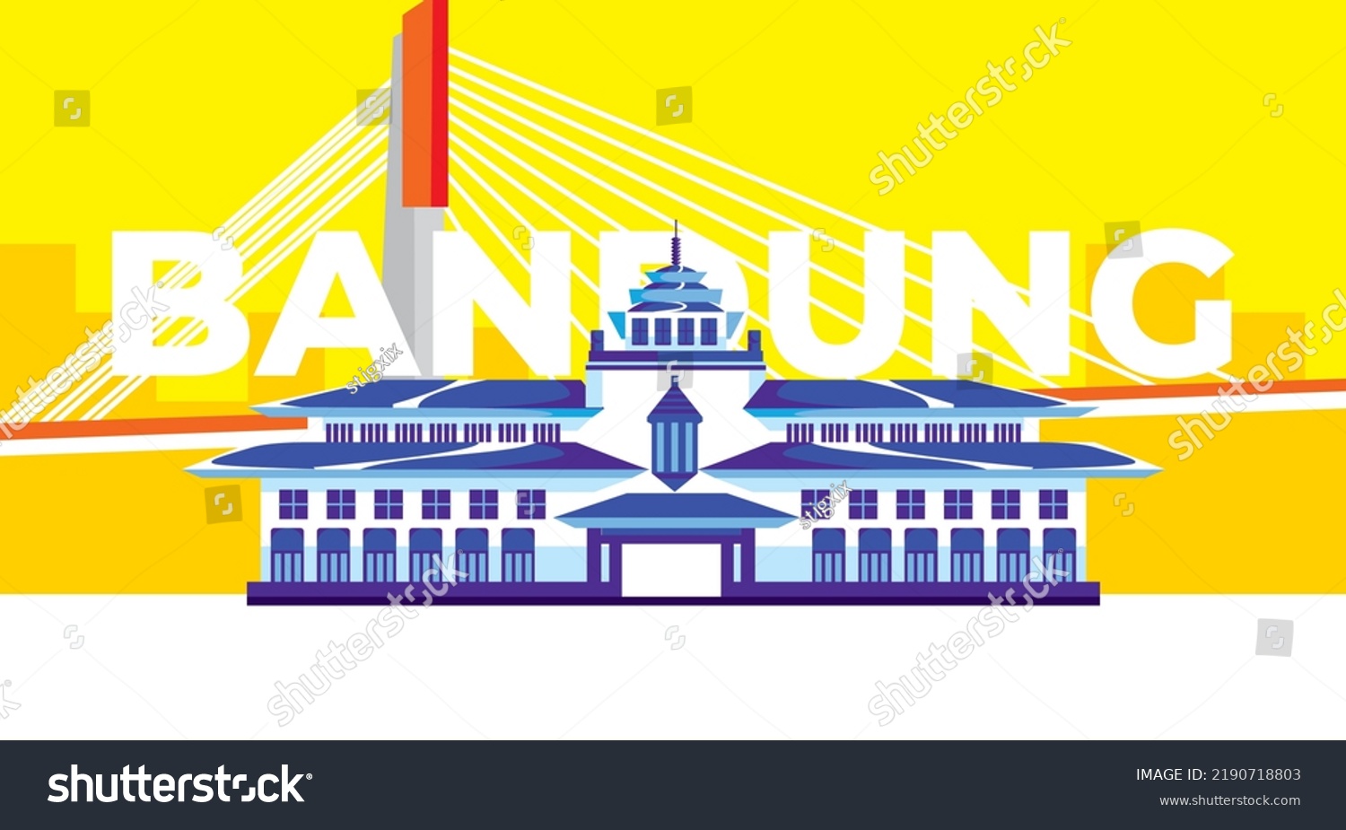 Bandung City Landmark Gedung Sate Jembatan Stock Vector Royalty Free 2190718803 Shutterstock 4206