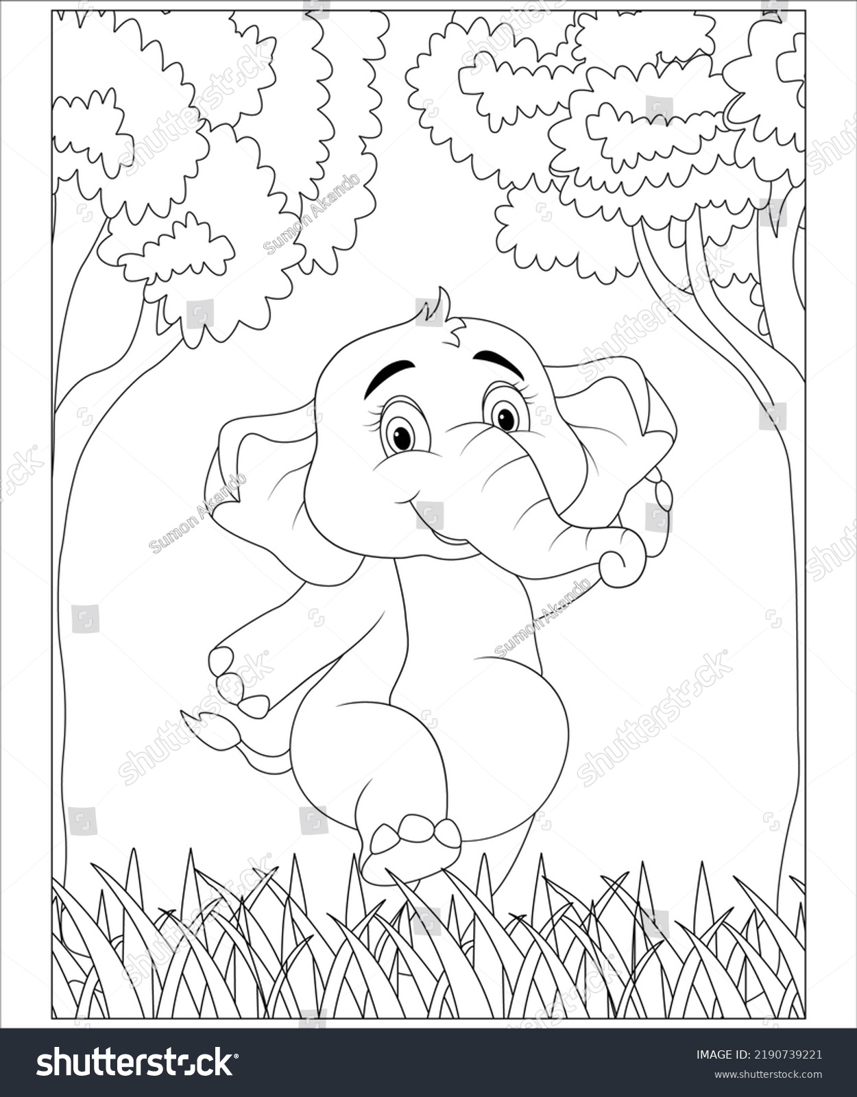 Animal Coloring Page Jungle Coloring Page Stock Vector (Royalty Free