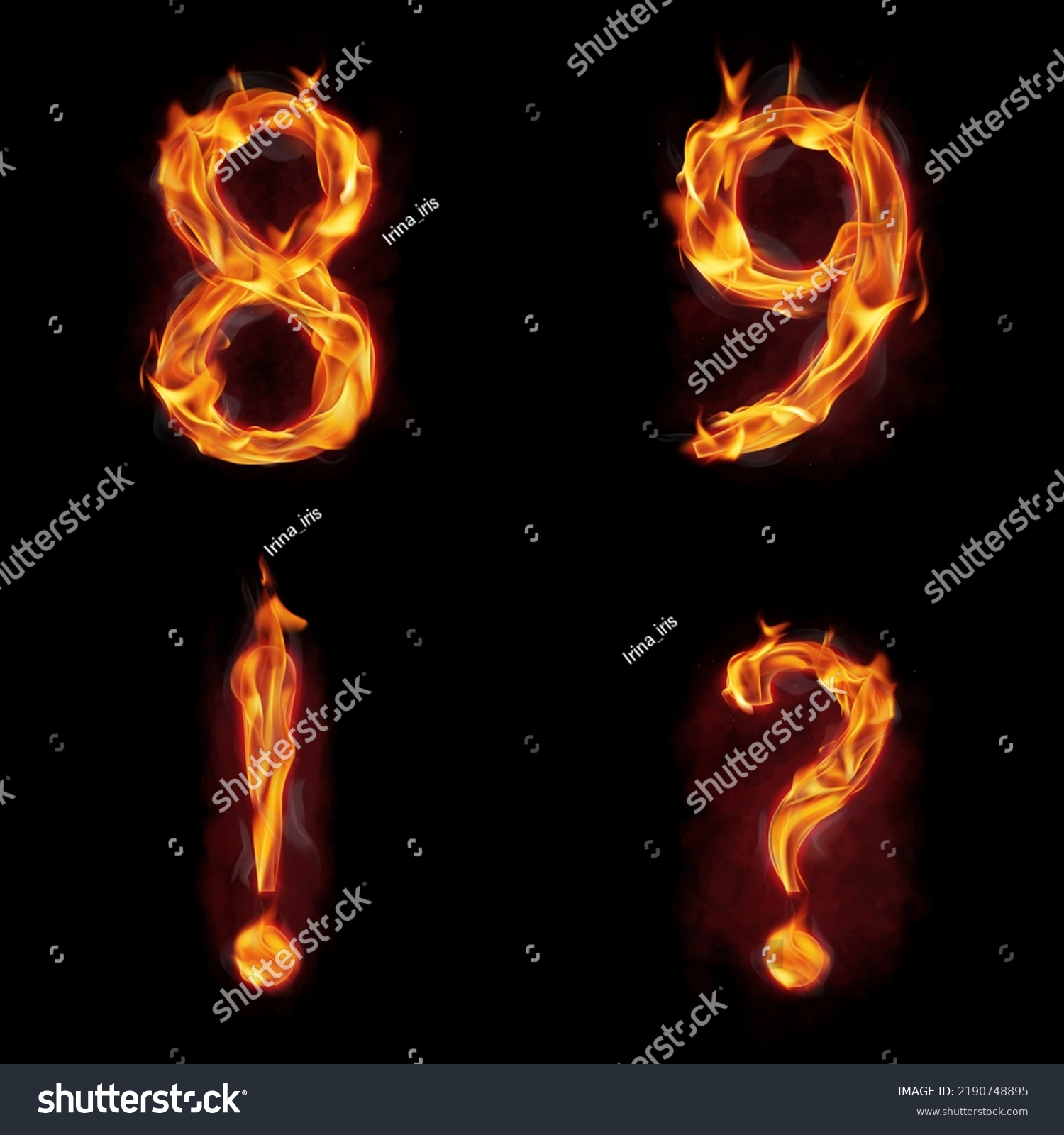 Set Fire Numbers Symbols Stock Photo Shutterstock