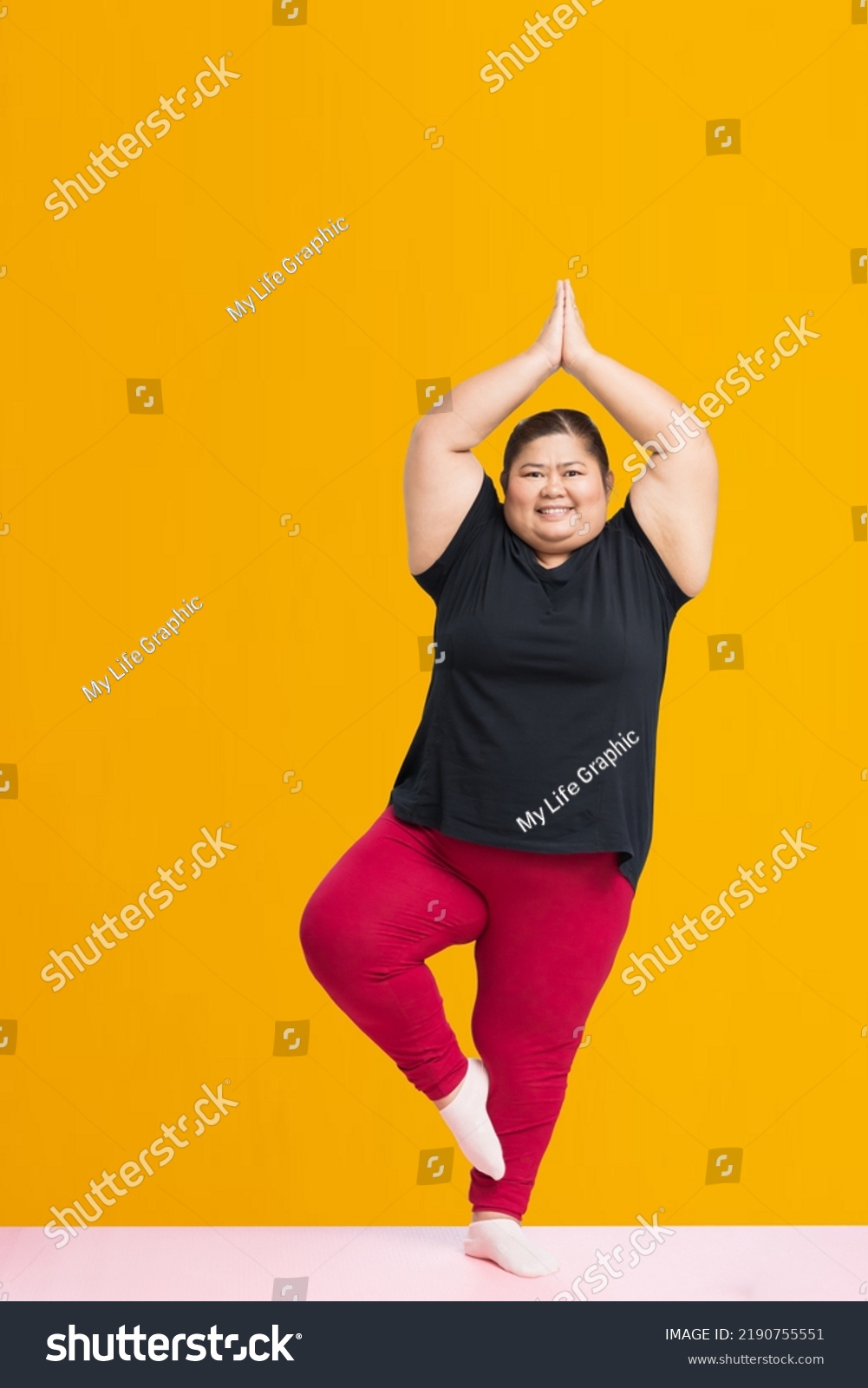 Asian Fat Woman Workout Isolated On Stock Photo 2190755551 Shutterstock