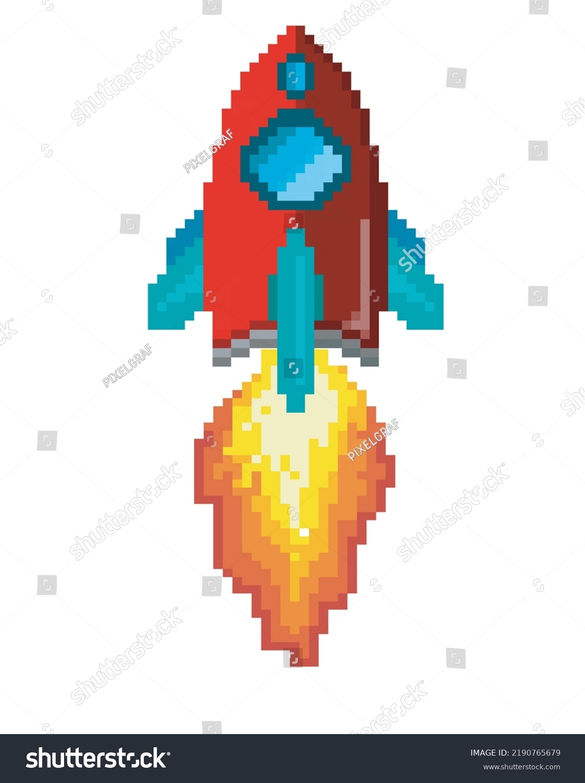 Pixel Rockets Flame Old School Arcade Stock Vector (Royalty Free ...