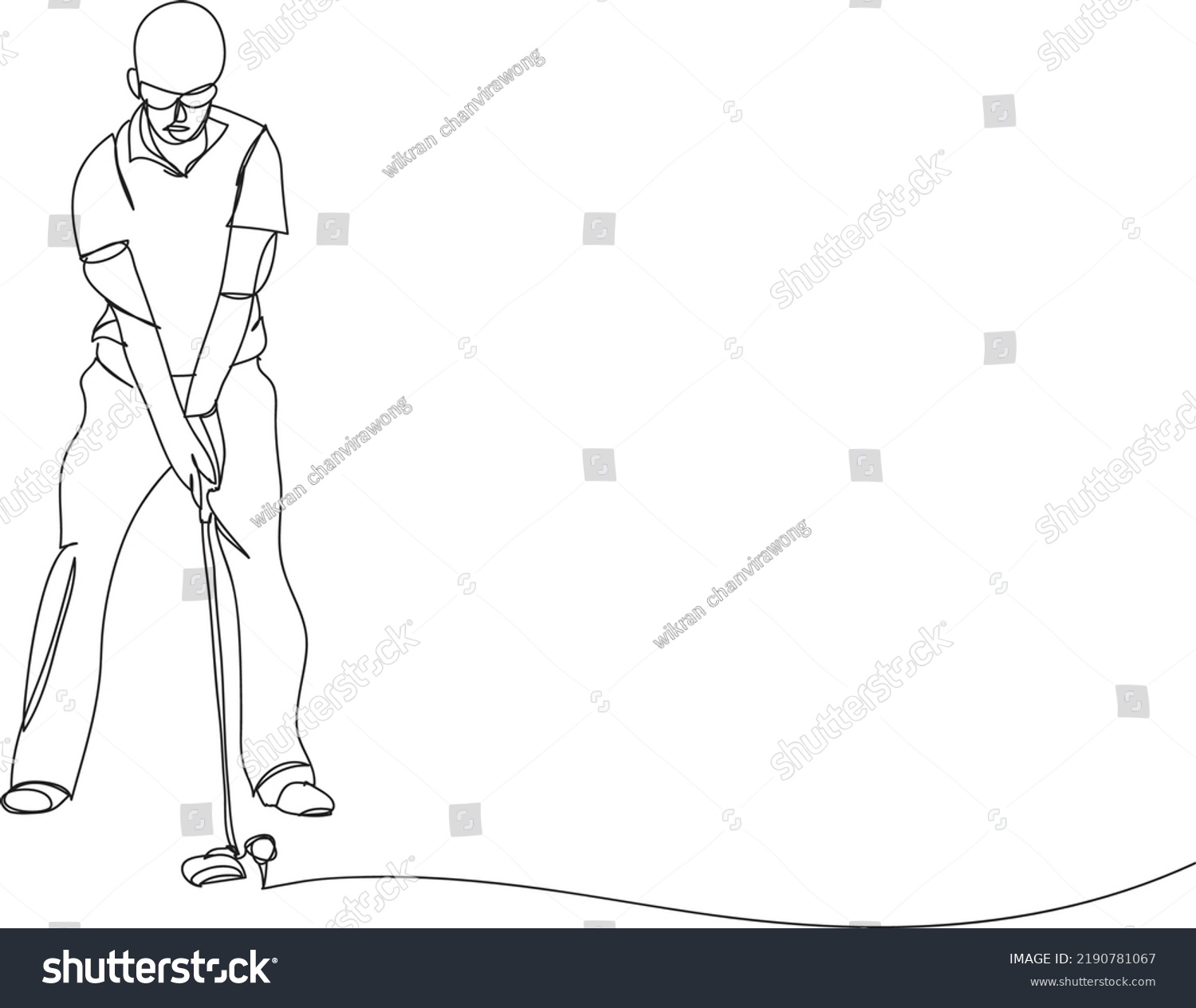 Golf Player Line Drawing Vector Illustration Stock Vector (Royalty Free ...