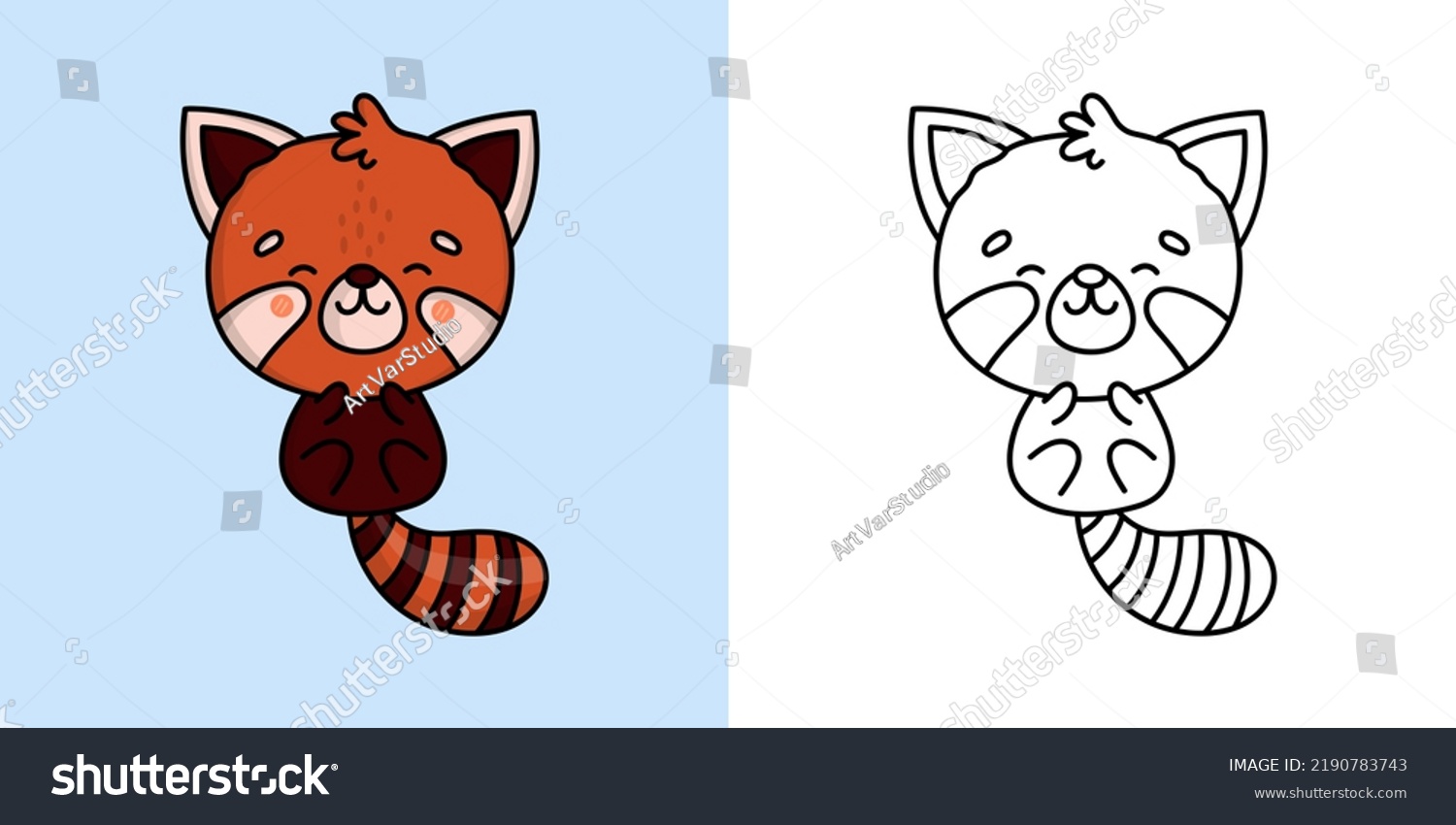 Cute Red Panda Clipart Coloring Page Stock Vector (Royalty Free