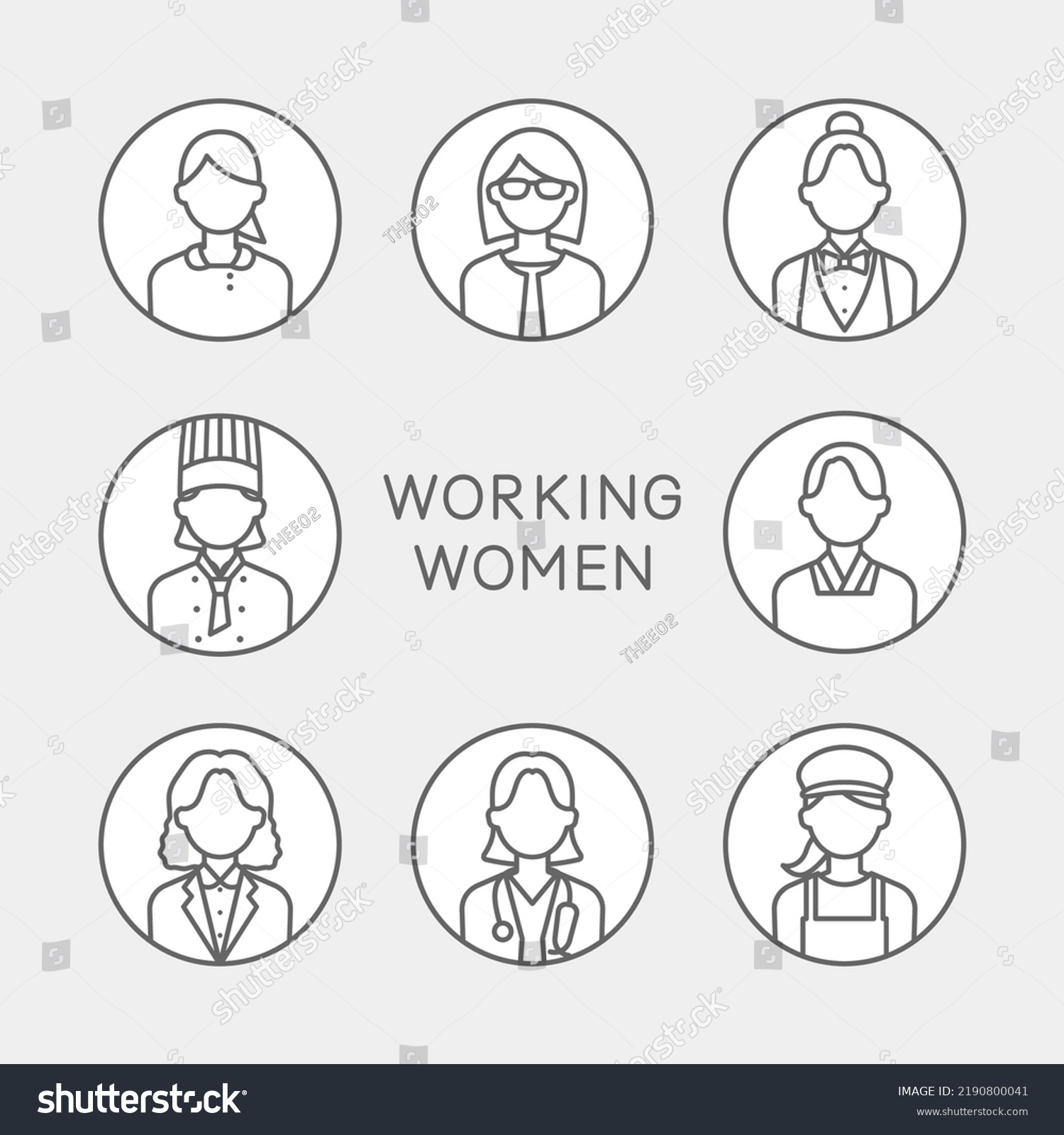 Working Women Icon Set Drawn Simple Stock Vector (Royalty Free ...