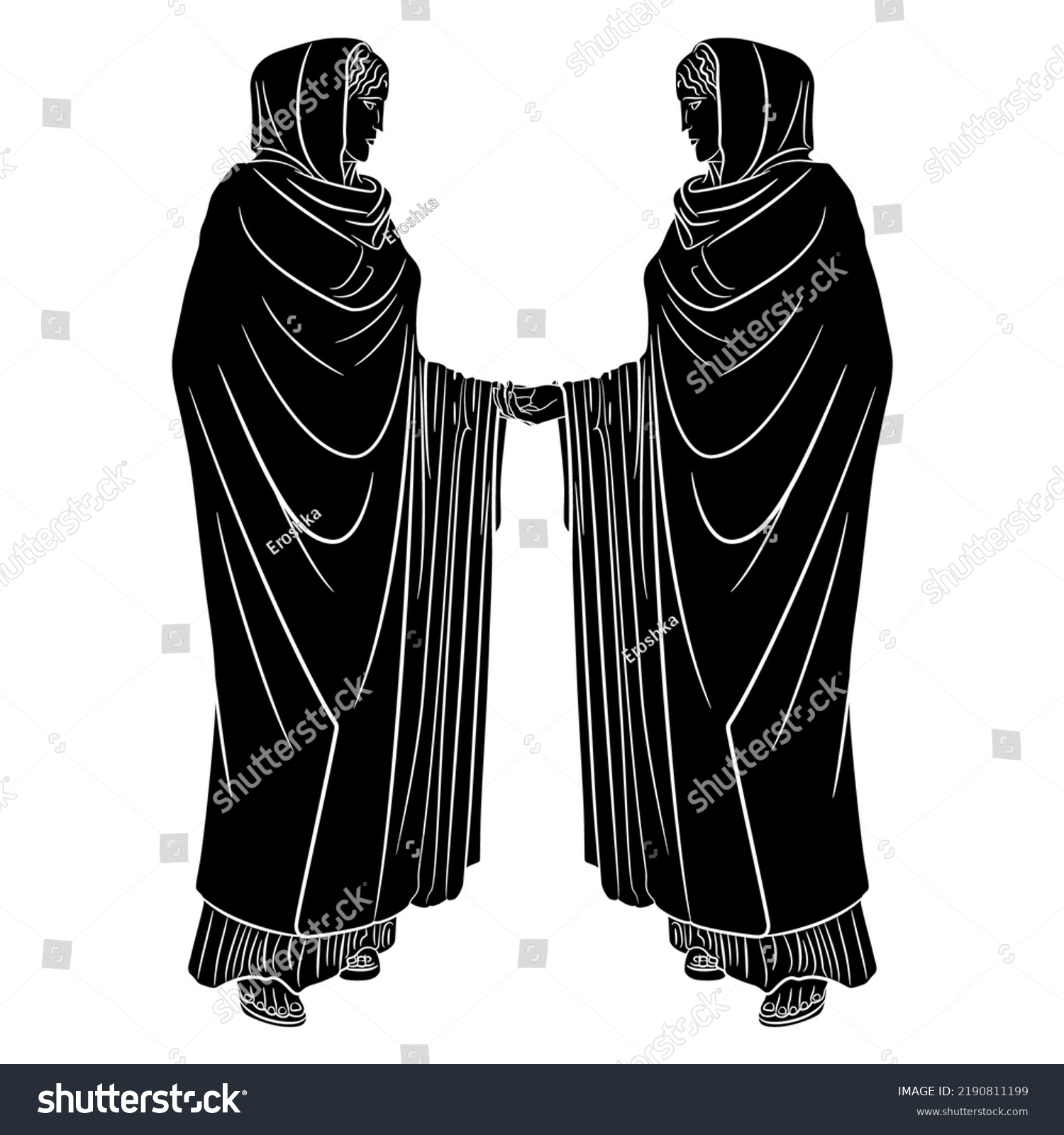 Symmetrical Design Two Standing Ancient Greek Stock Vector Royalty Free 2190811199 Shutterstock 7959