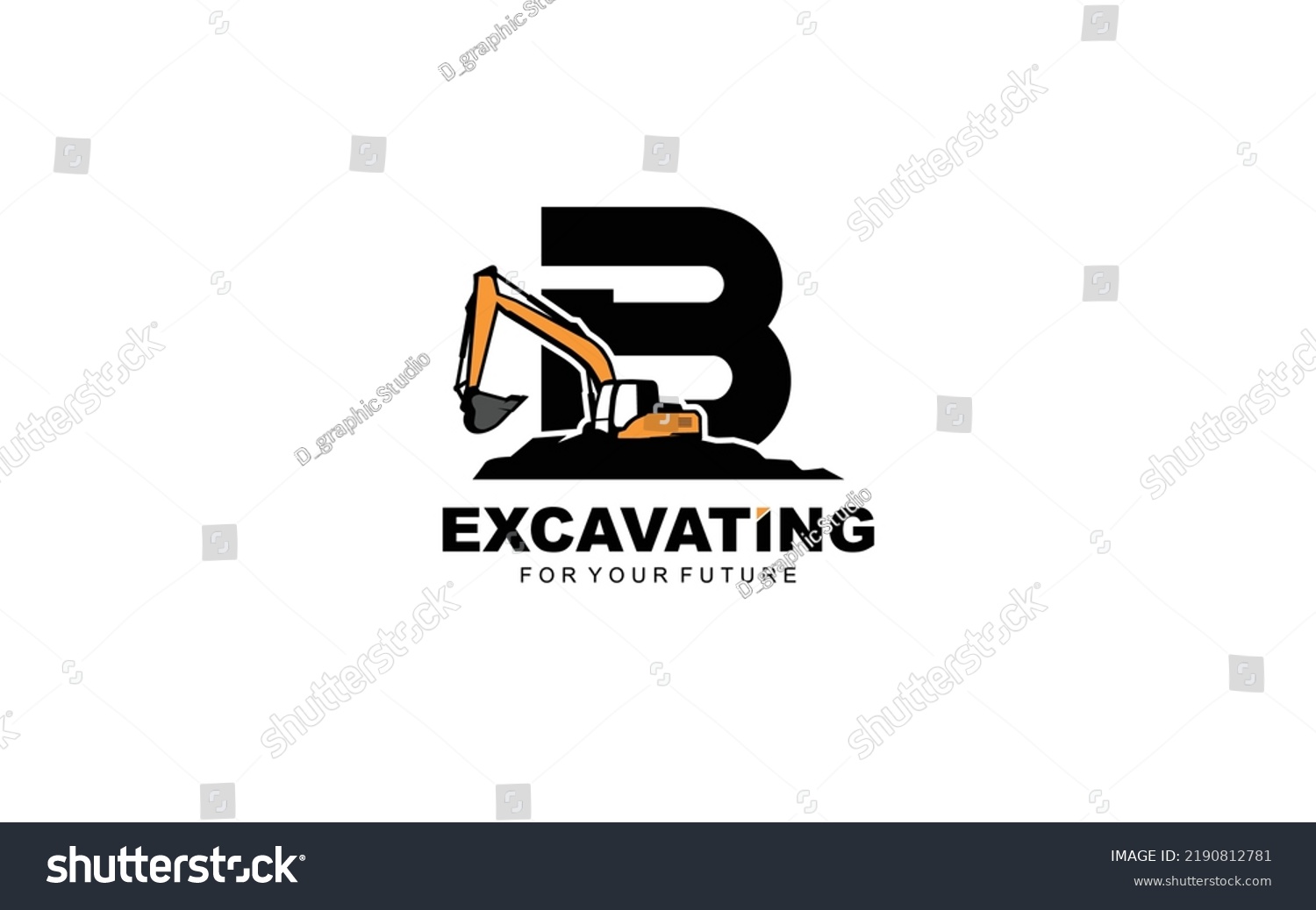 B Logo Excavator Construction Company Heavy Stock Vector (Royalty Free ...