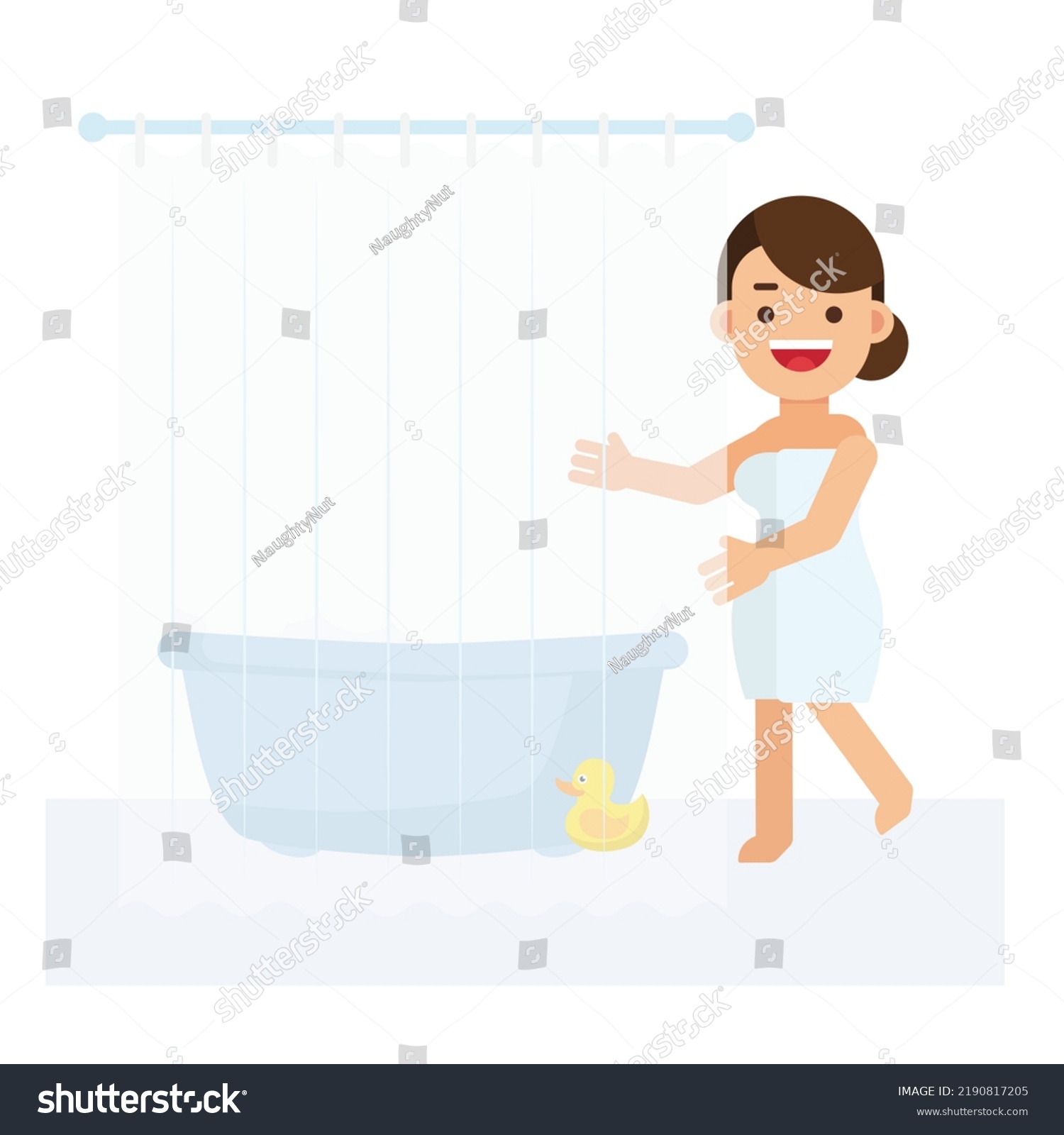 Beautiful Girl Wash Bath Washing Woman Stock Vector Royalty Free