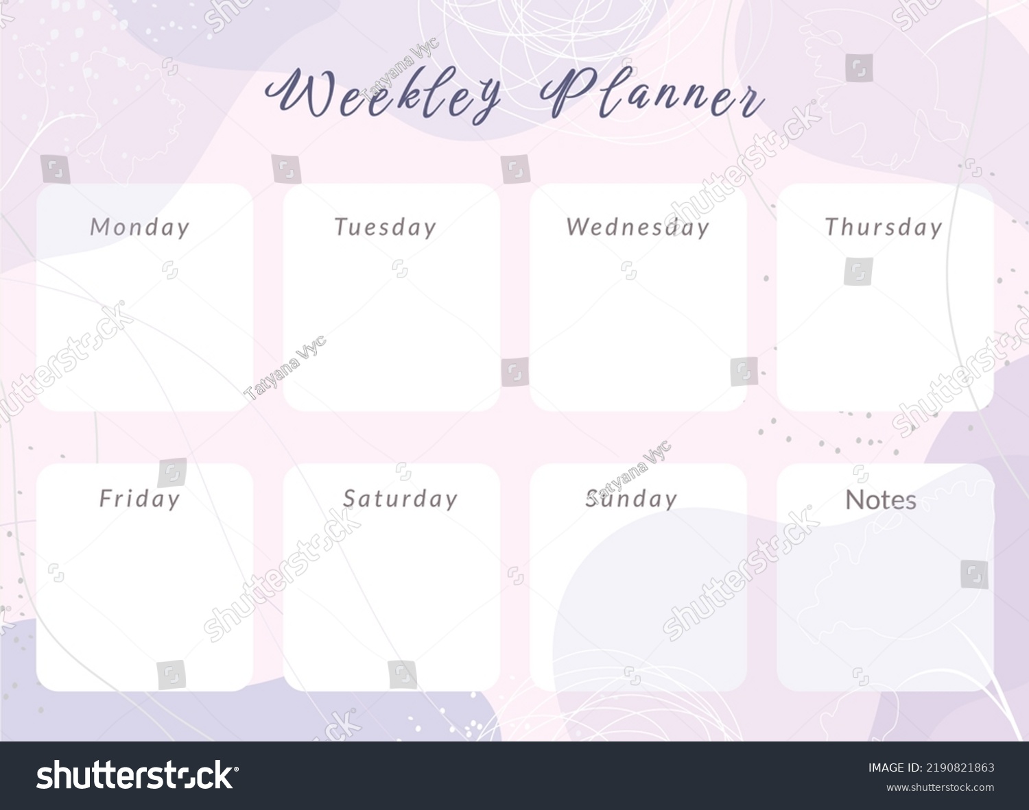 Simple Printable Weekly Planner Template Vector Stock Vector (Royalty