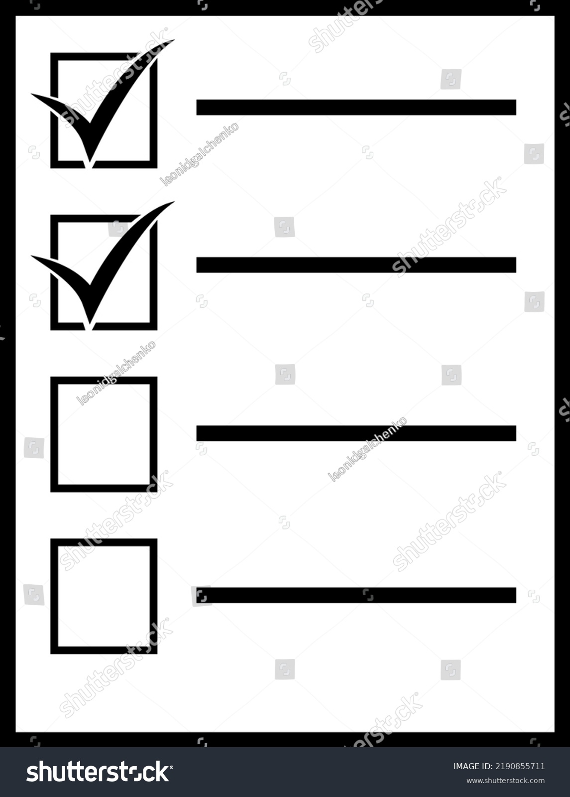 Checklist Icon Sheet Paper Check Marks Stock Vector (Royalty Free ...