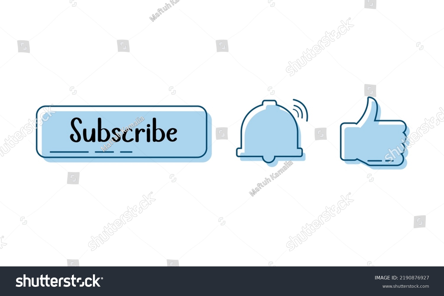 Illustration Subscribe Button Like Notification Bell Stock Vector
