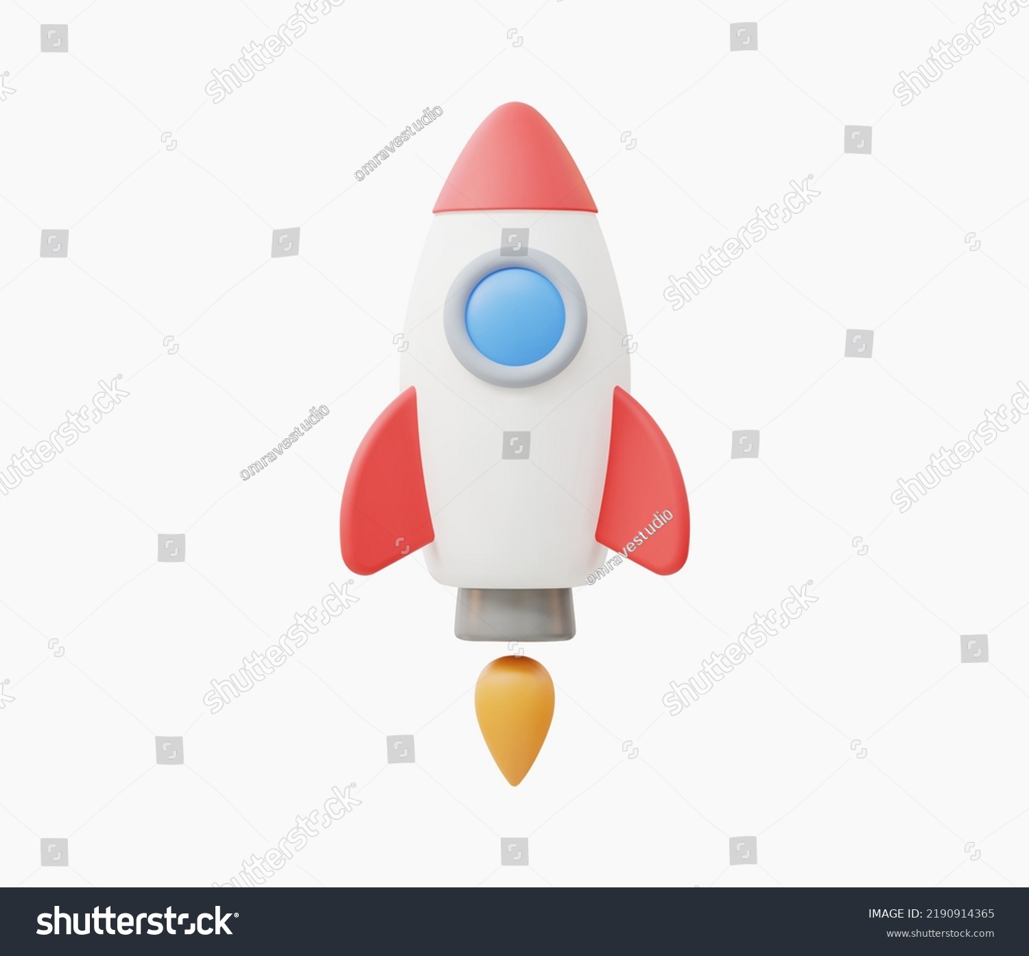 3d Realistic Flying Rocket Vector Illustration Stock Vector (Royalty ...