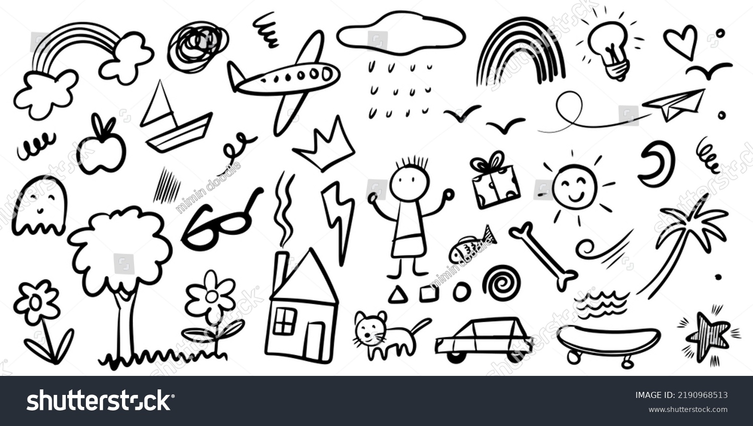 Cute Doodle Sketch Style Hand Drawn Stock Vector (Royalty Free ...