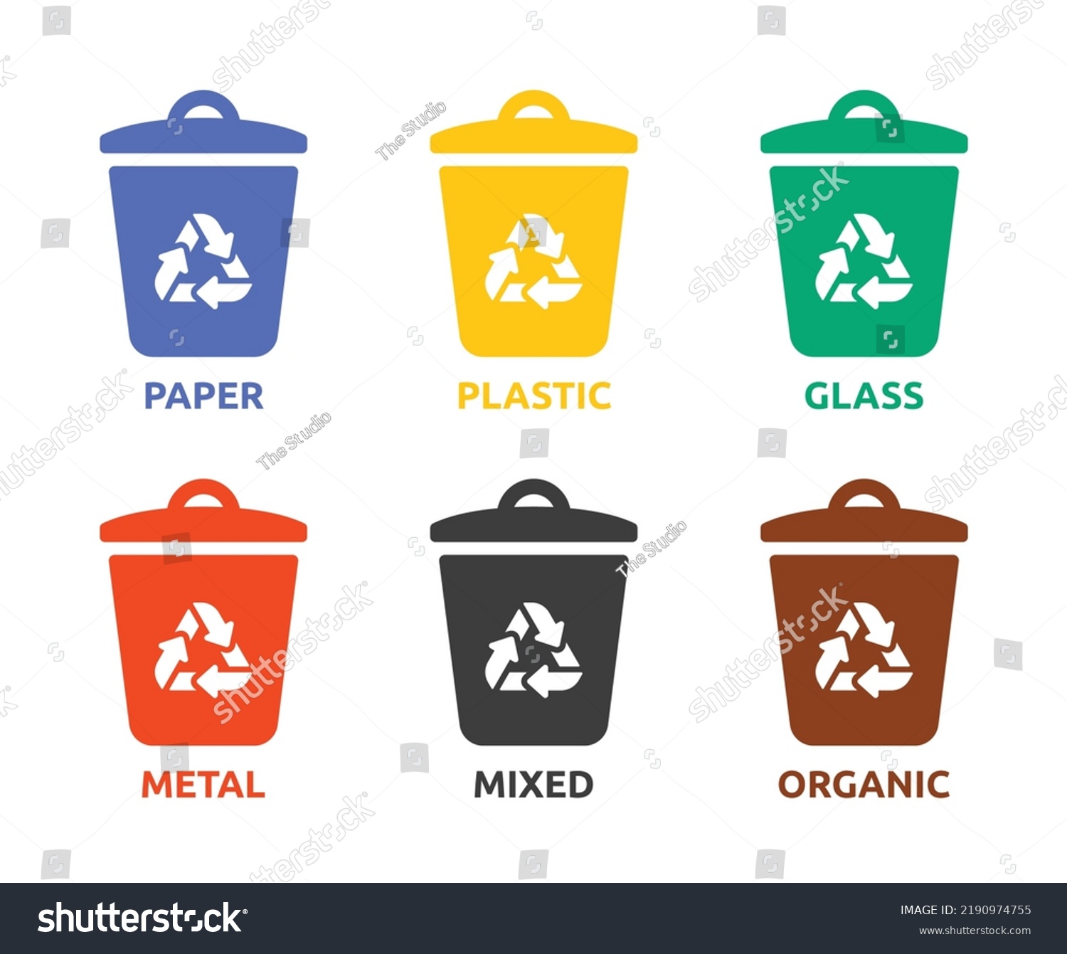 Waste Sorting Icon Vector Set Illustration Stock Vector (royalty Free 