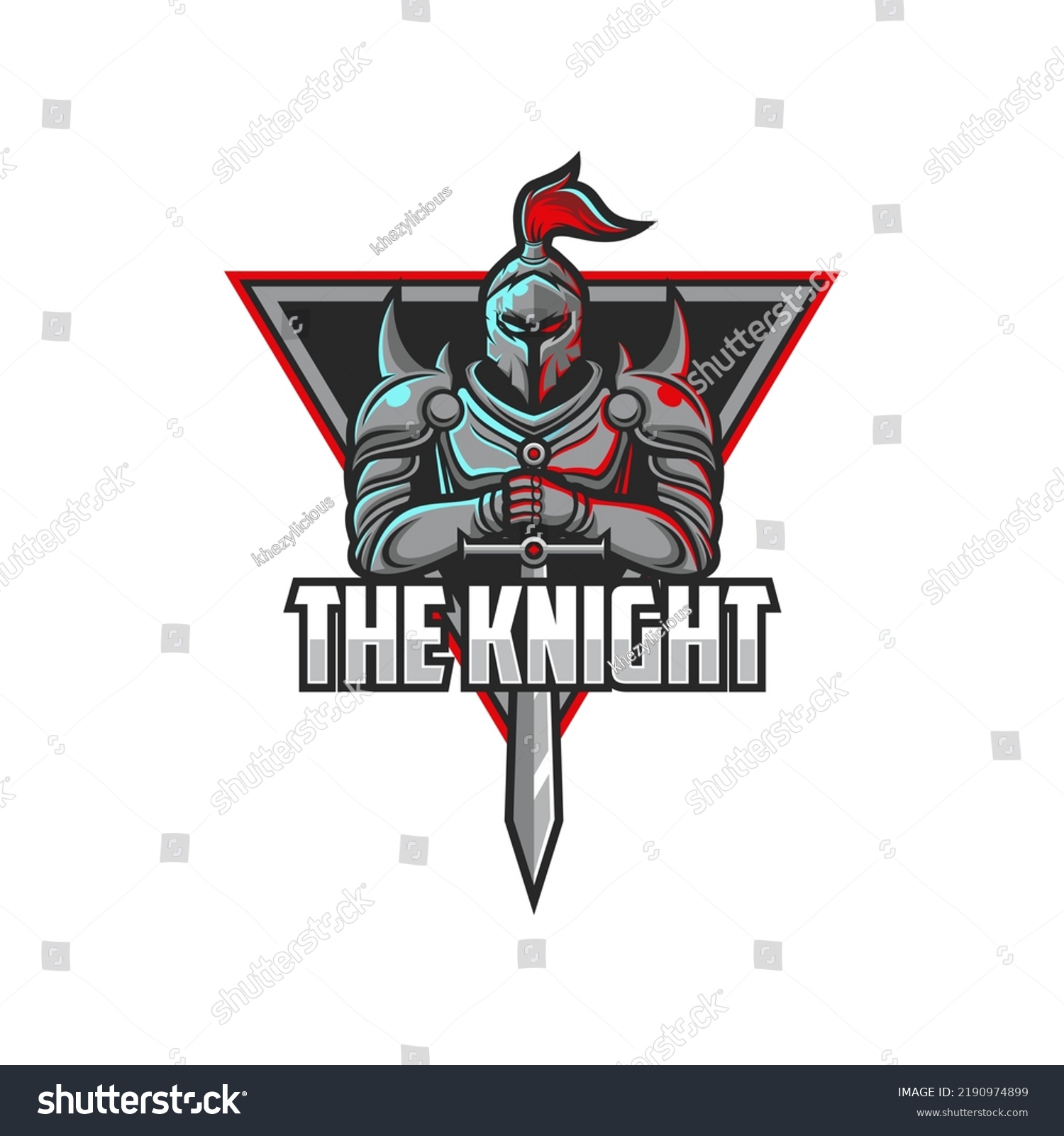 Warrior Knight Mascot Template Armored Medieval Stock Vector (royalty 