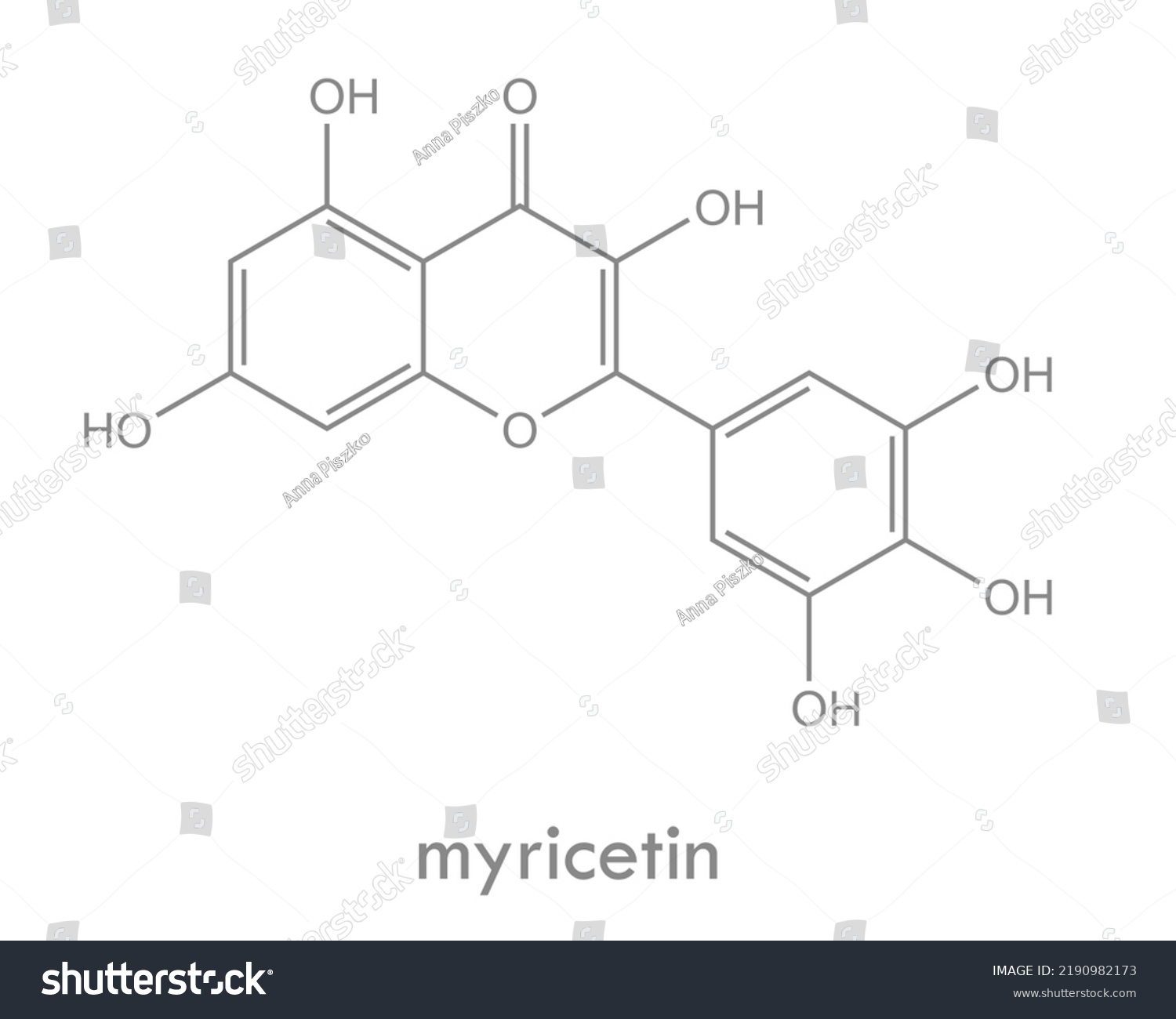 Myricetin Structure Molecule Flavonoid Found Many Stock Vector (Royalty ...