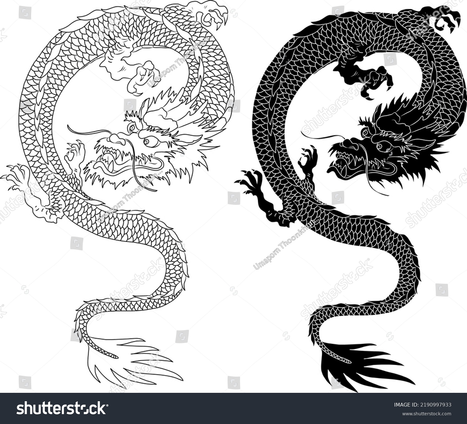 Japanese Red Dragon Tattoodragon On Red Stock Vector (Royalty Free ...