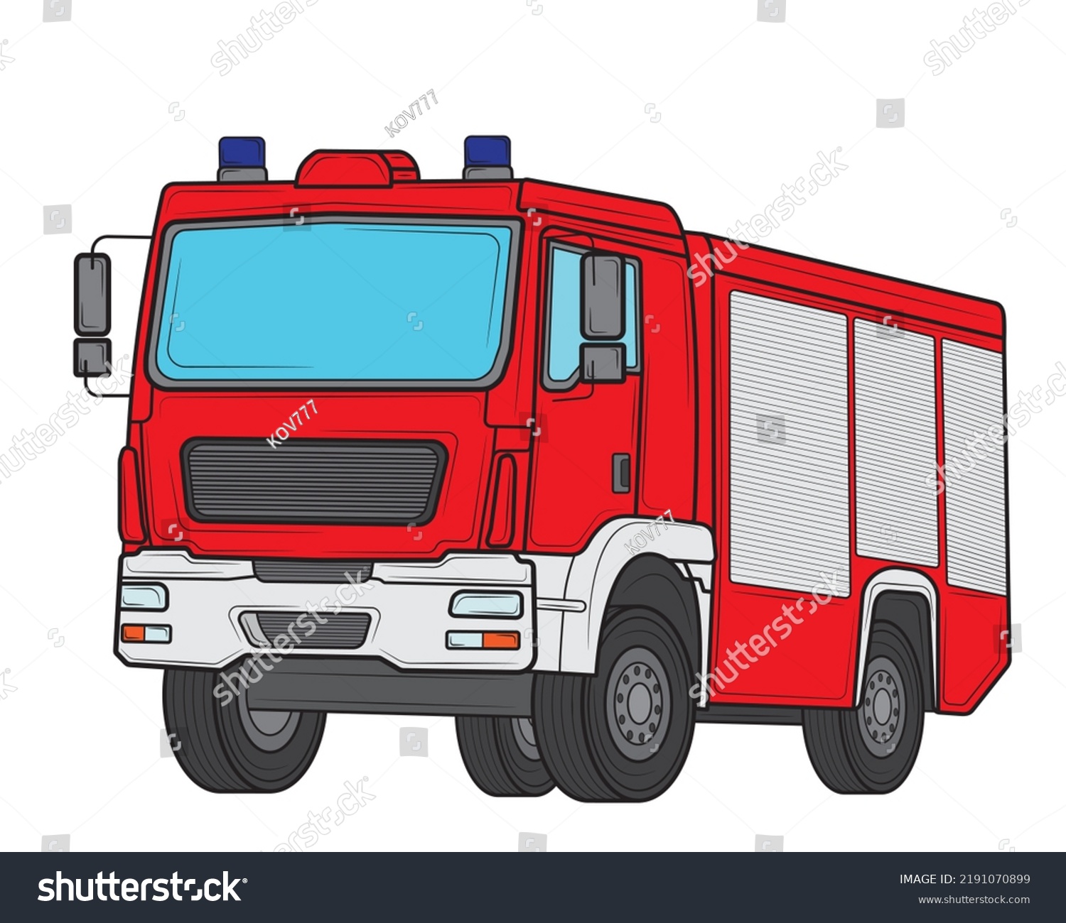 Fire Truck Ambulance Carside Viewvector Illustration Stock Vector ...