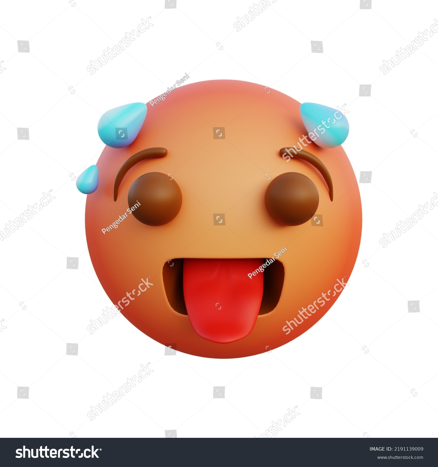 3d Illustration Emoticon Expression Hot Face Stock Illustration