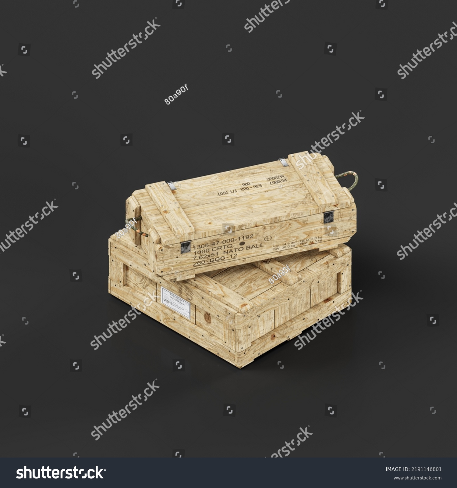 Isometric View Isolated Military Wooden Crates Stock Illustration ...