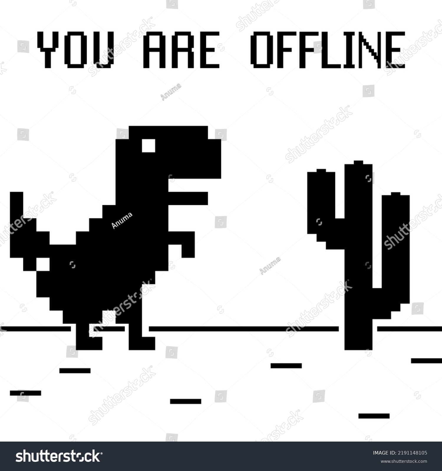 Dinosaur 8bit Pixel Art Explained Offline Stock Vector (Royalty Free