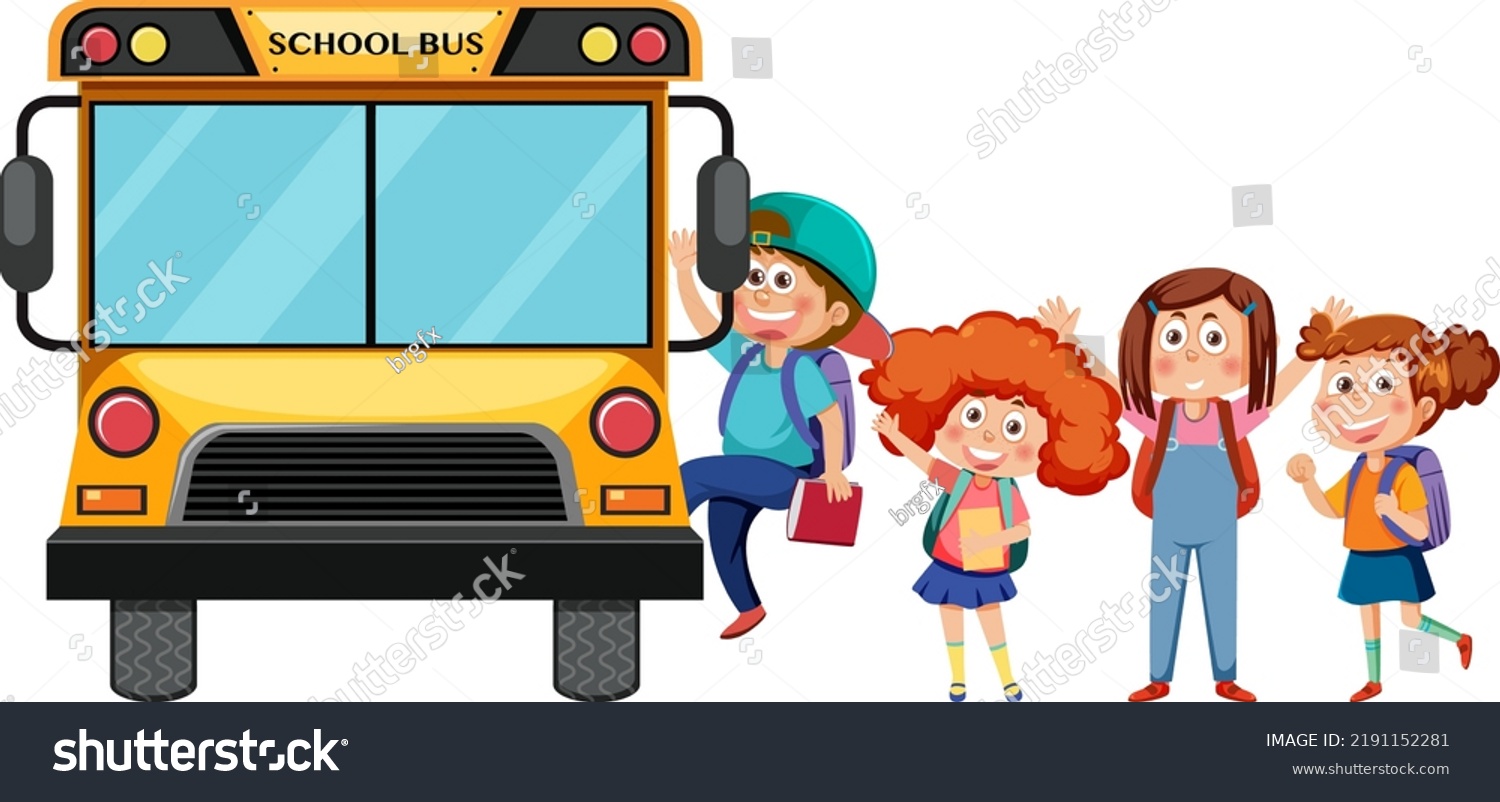 School Bus Students Cartoon Illustration Stock Vector (Royalty Free ...