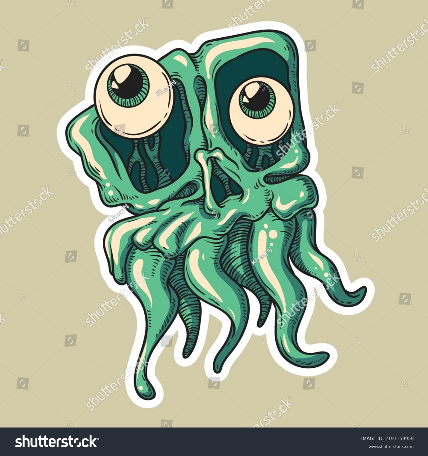 Octopus Skull Illustration Draweing Vector Design Stock Vector (Royalty ...