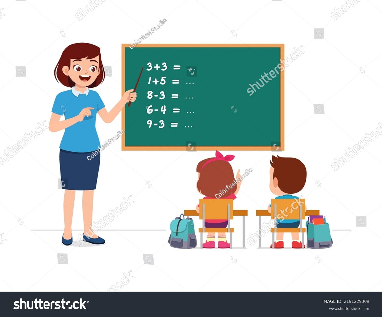 Young Teacher Woman Explain Front Class Stock Vector (royalty Free 