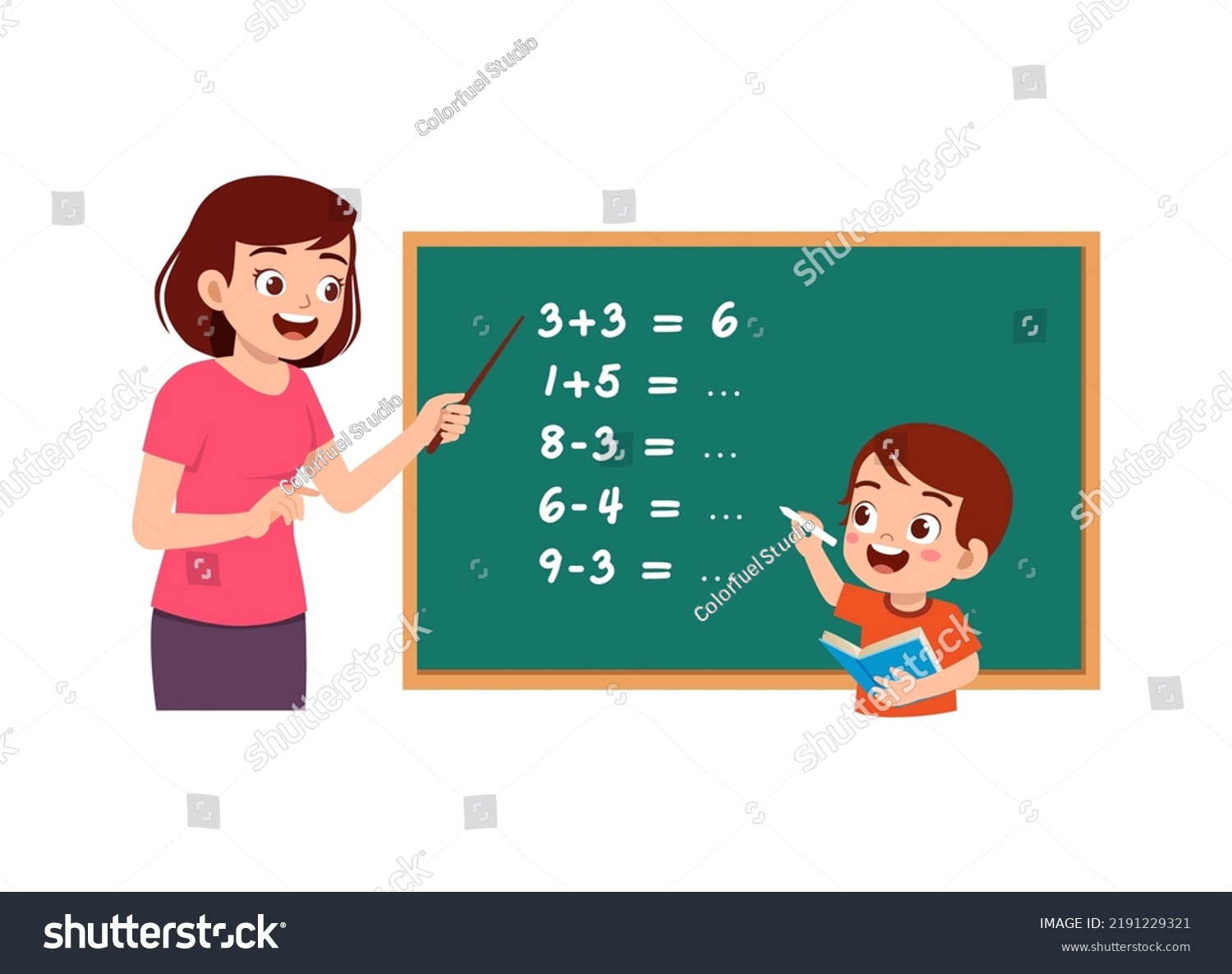 Little Kid Solving Math Problem On Stock Vector (Royalty Free ...