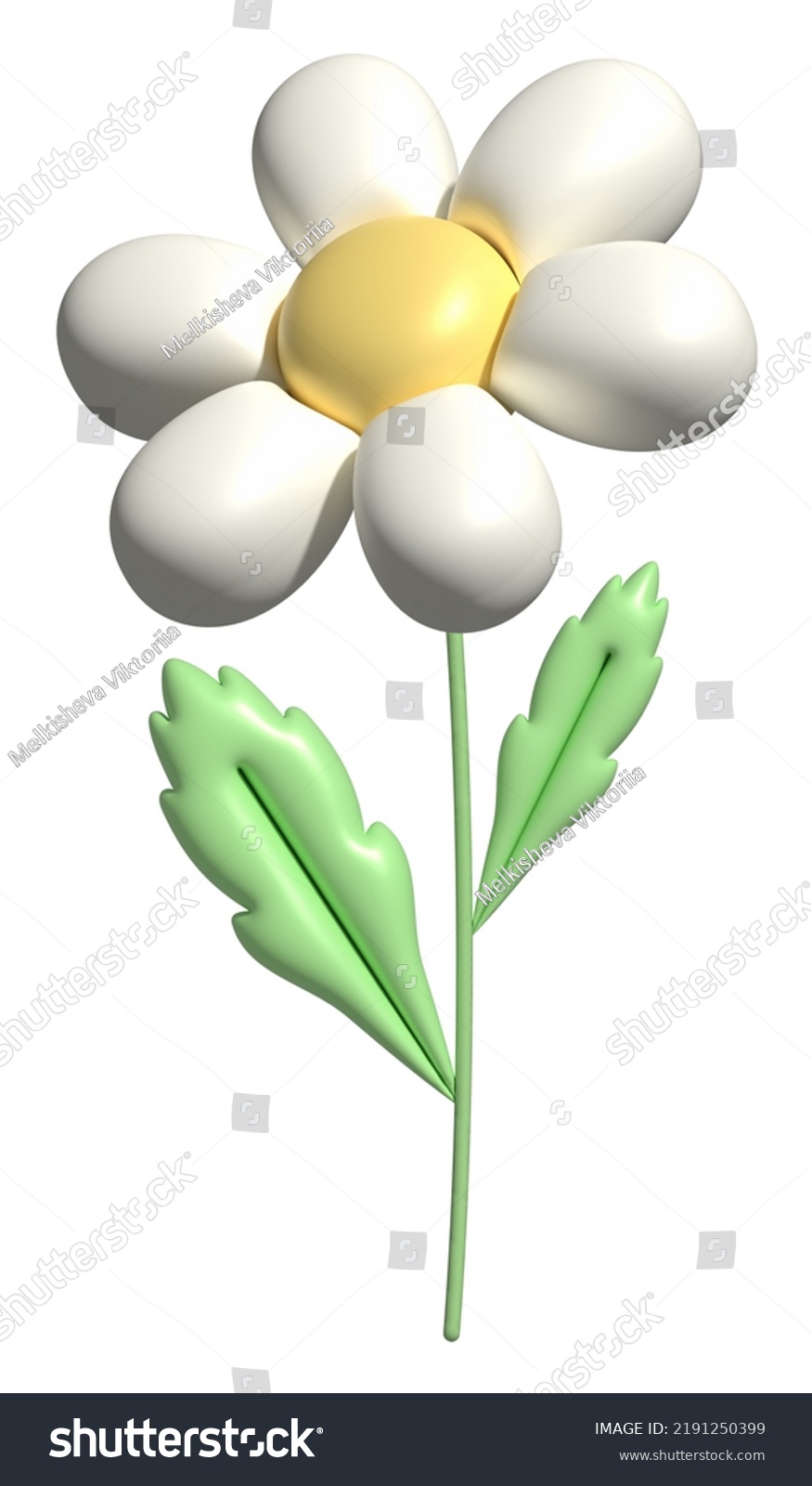 3d Daisy Flower Cartoon Style Cute Stock Illustration 2191250399 ...