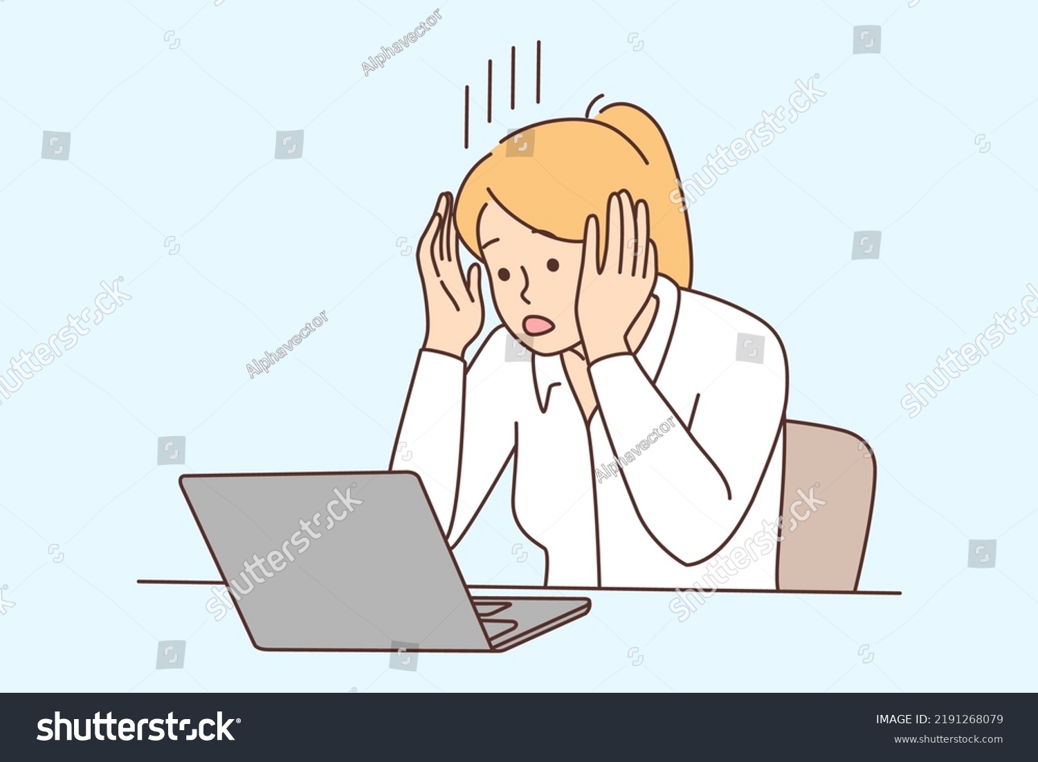 Frustrated Woman Look Computer Screen Shocked Stock Vector (Royalty ...