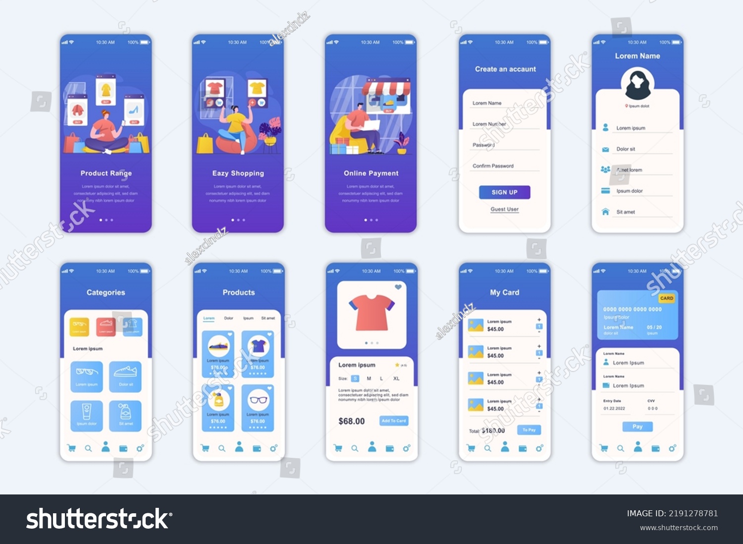 Shopping Concept Screens Set Mobile App Stock Vector (Royalty Free Shopping Concept Screens Set Mobile App Stock Vector (Royalty Free