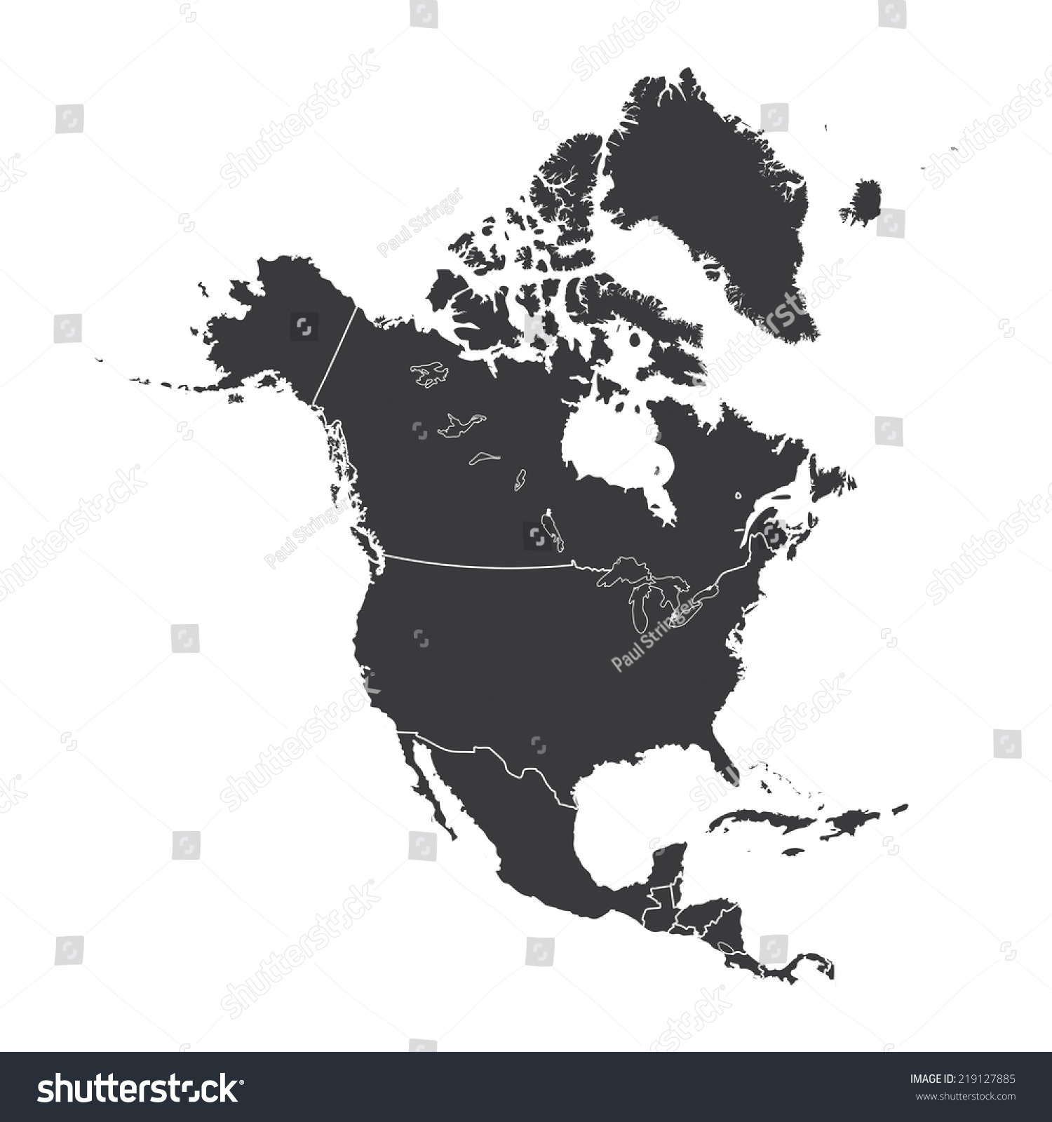 Outline On Clean Background Continent North Stock Vector (Royalty Free ...