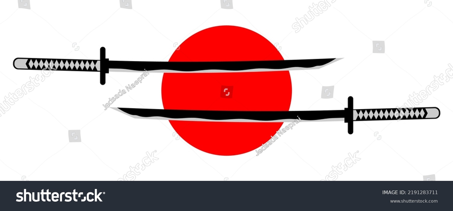 Double Katana Sword Samurai Ronin Red Stock Vector (Royalty Free