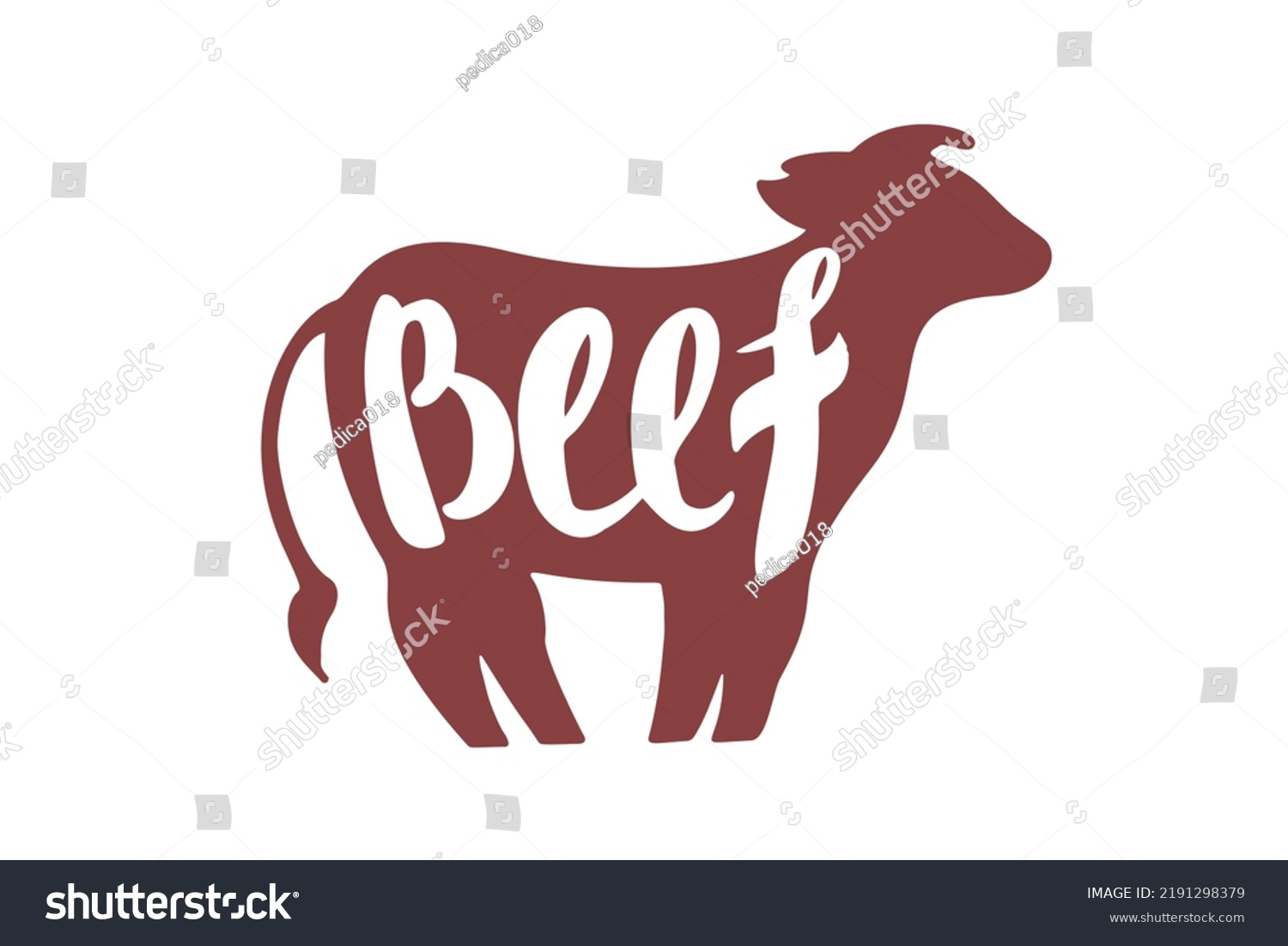 Beef Text Written On Animal Silhouette Stock Illustration 2191298379 ...