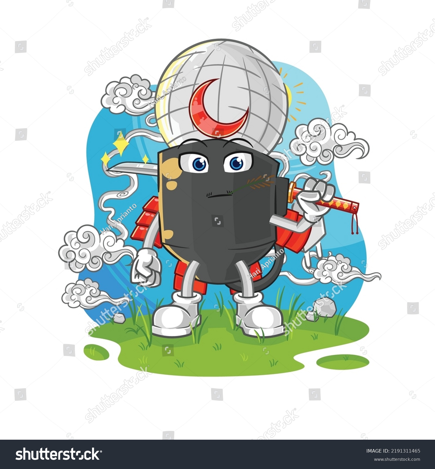 Mic Samurai Cartoon Cartoon Mascot Vector Stock Vector (Royalty Free ...