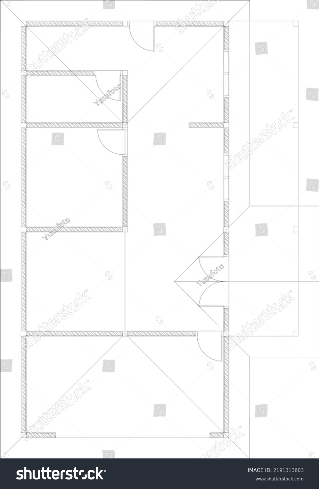 Floor Plan Sketch Roof Scheme Stock Vector (Royalty Free) 2191313603 ...