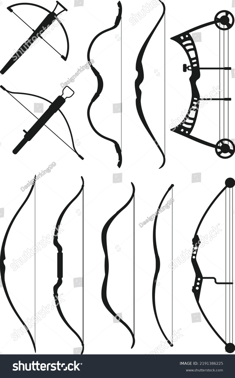 Bow Weapon Cartoon Isolated Vector Silhouettes Stock Vector (Royalty ...