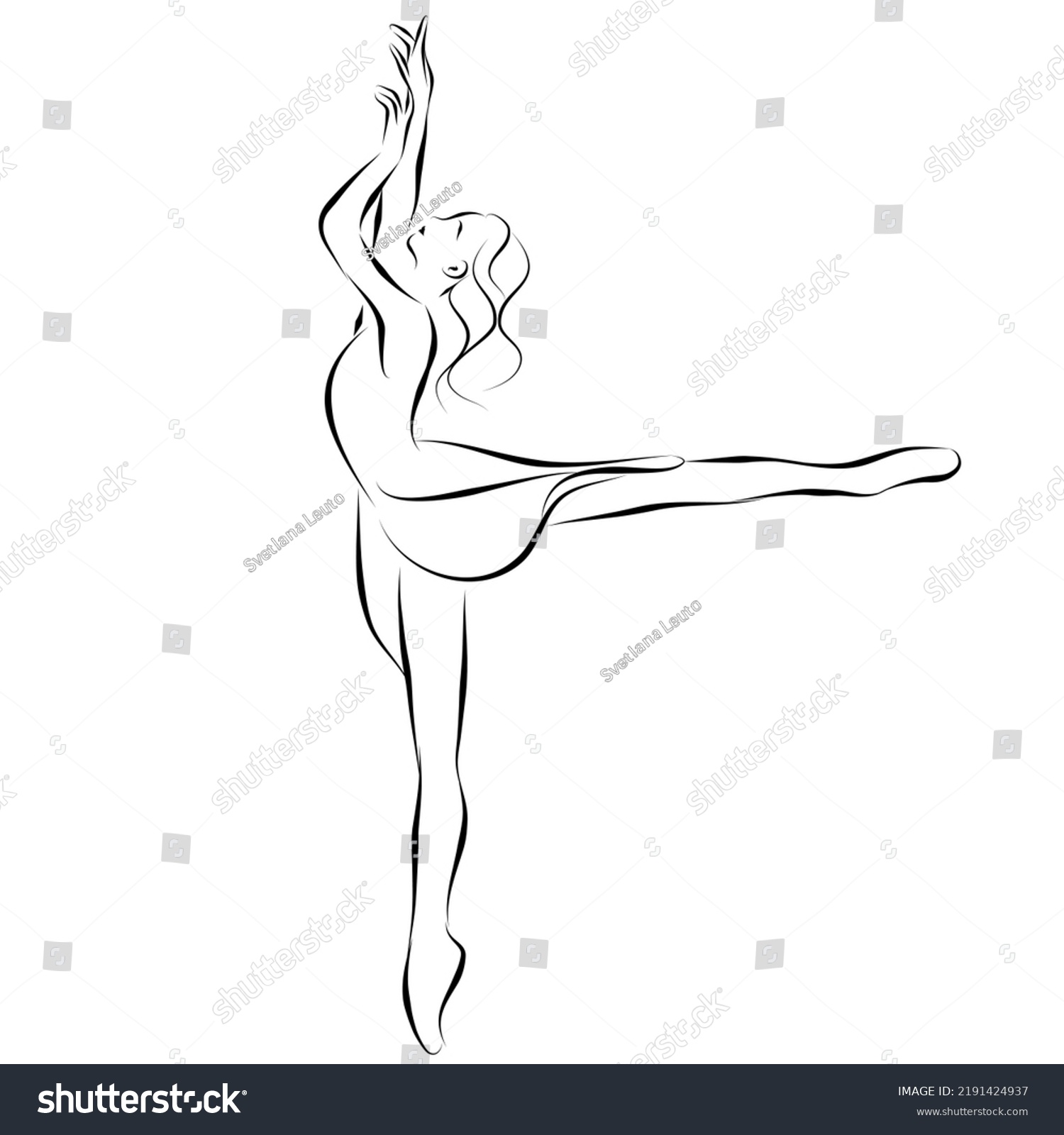 Sketch Drawing Elegant Dancer Dance Ballerina Stock Vector (Royalty ...