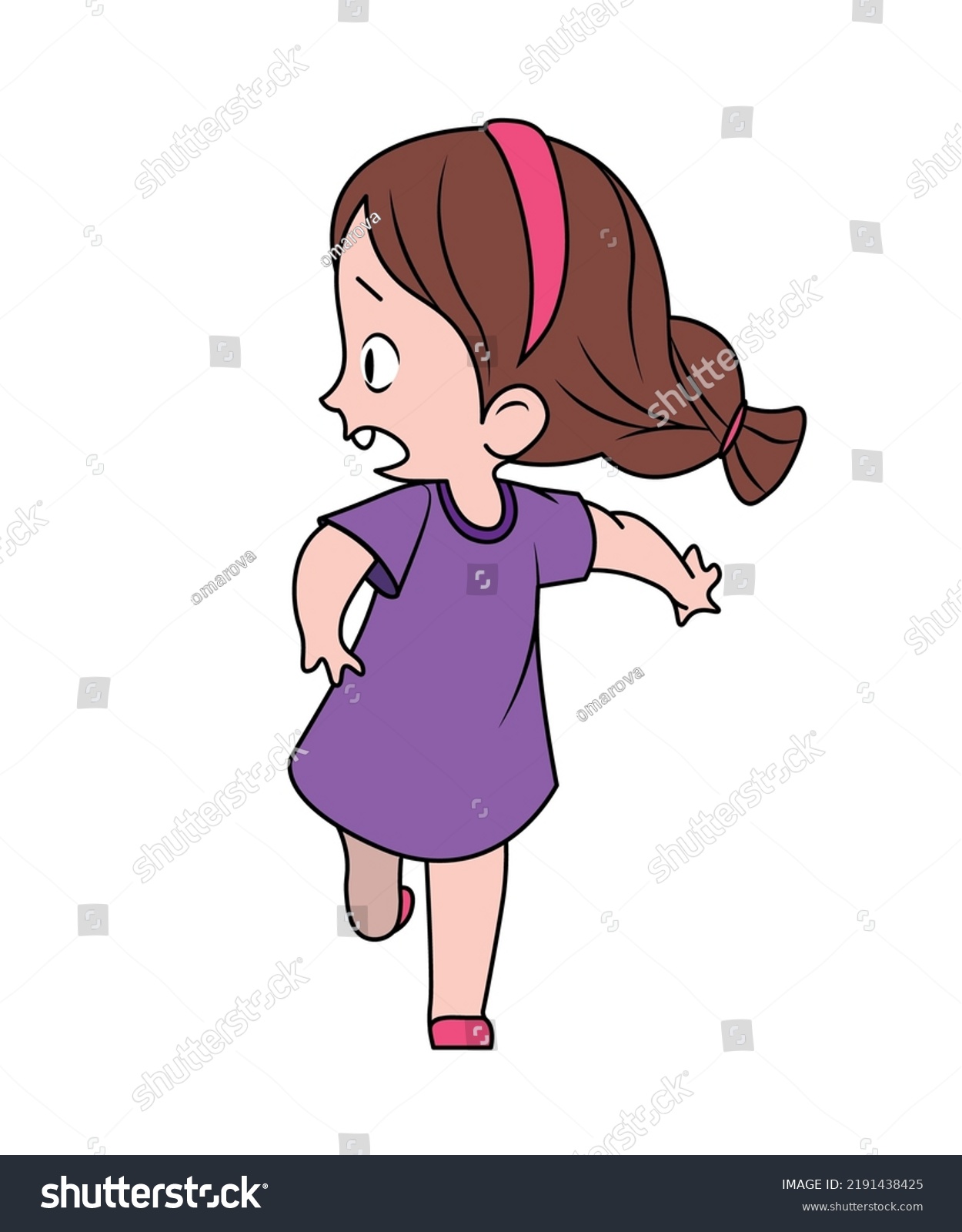 Cute Little Girl Got Scared Runs Stock Vector (Royalty Free) 2191438425 ...