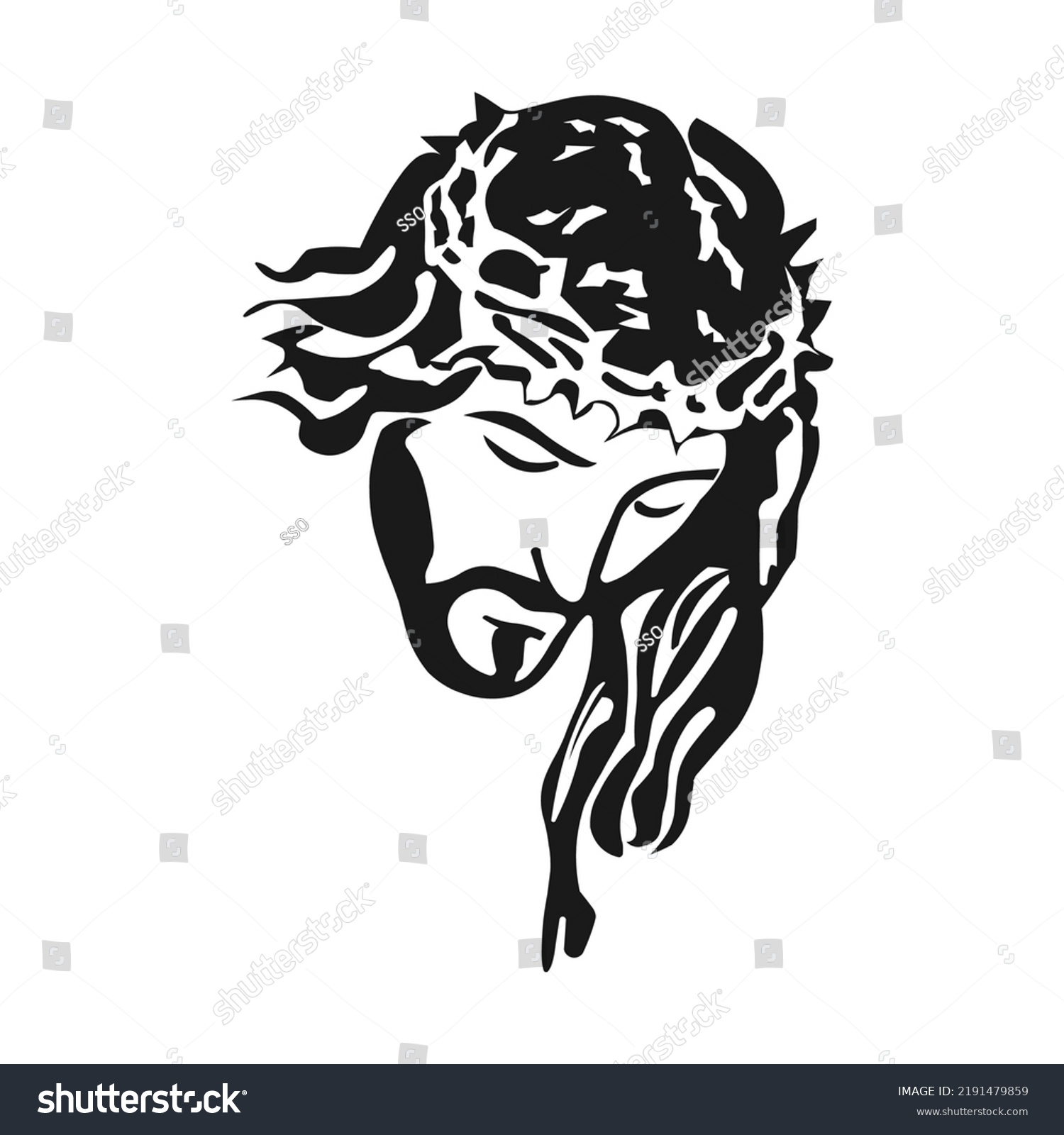 Simple Vector Image Praying Jesus Christ Stock Vector (Royalty Free ...