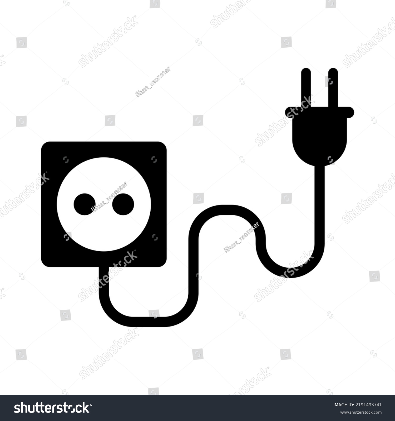 Outlet Silhouette Icon Connected Socket Charging Stock Vector (Royalty ...