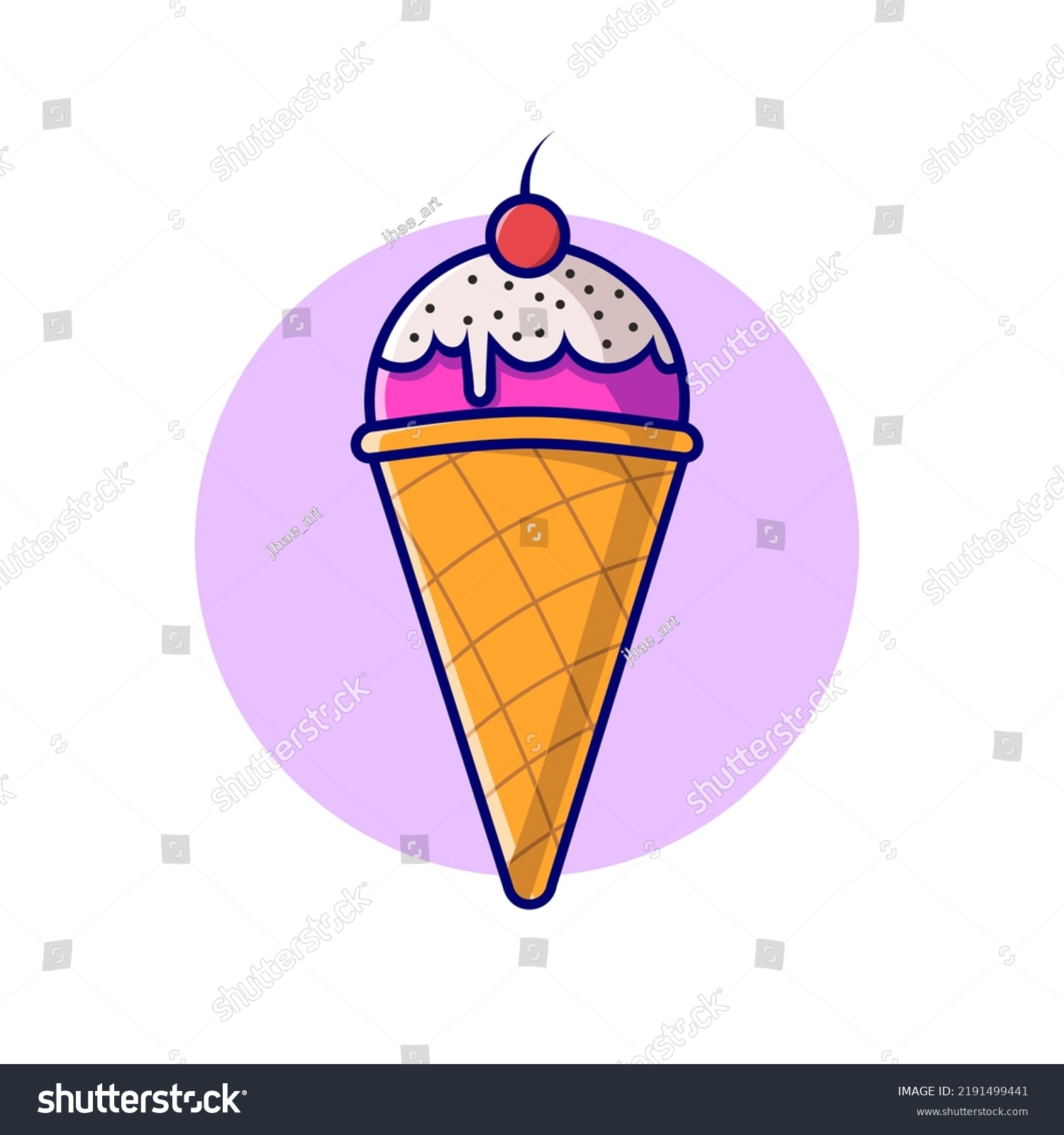 Ice Cream Cone Cartoon Icon Illustration Stock Vector Royalty Free 2191499441 Shutterstock 
