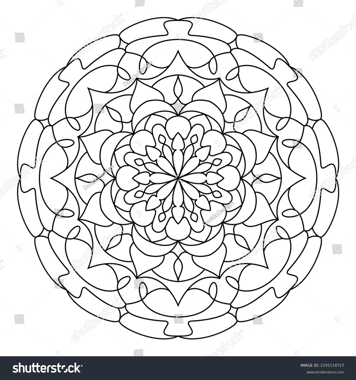 Coloring Page Mandala Outline Vector Decorative Stock Vector (Royalty ...