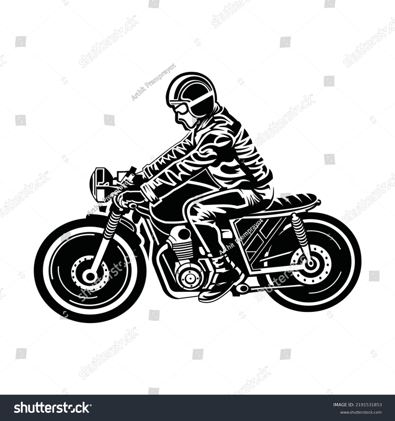 Motorcyclist Silhouette Vector Isolated On Blue Stock Vector (Royalty ...