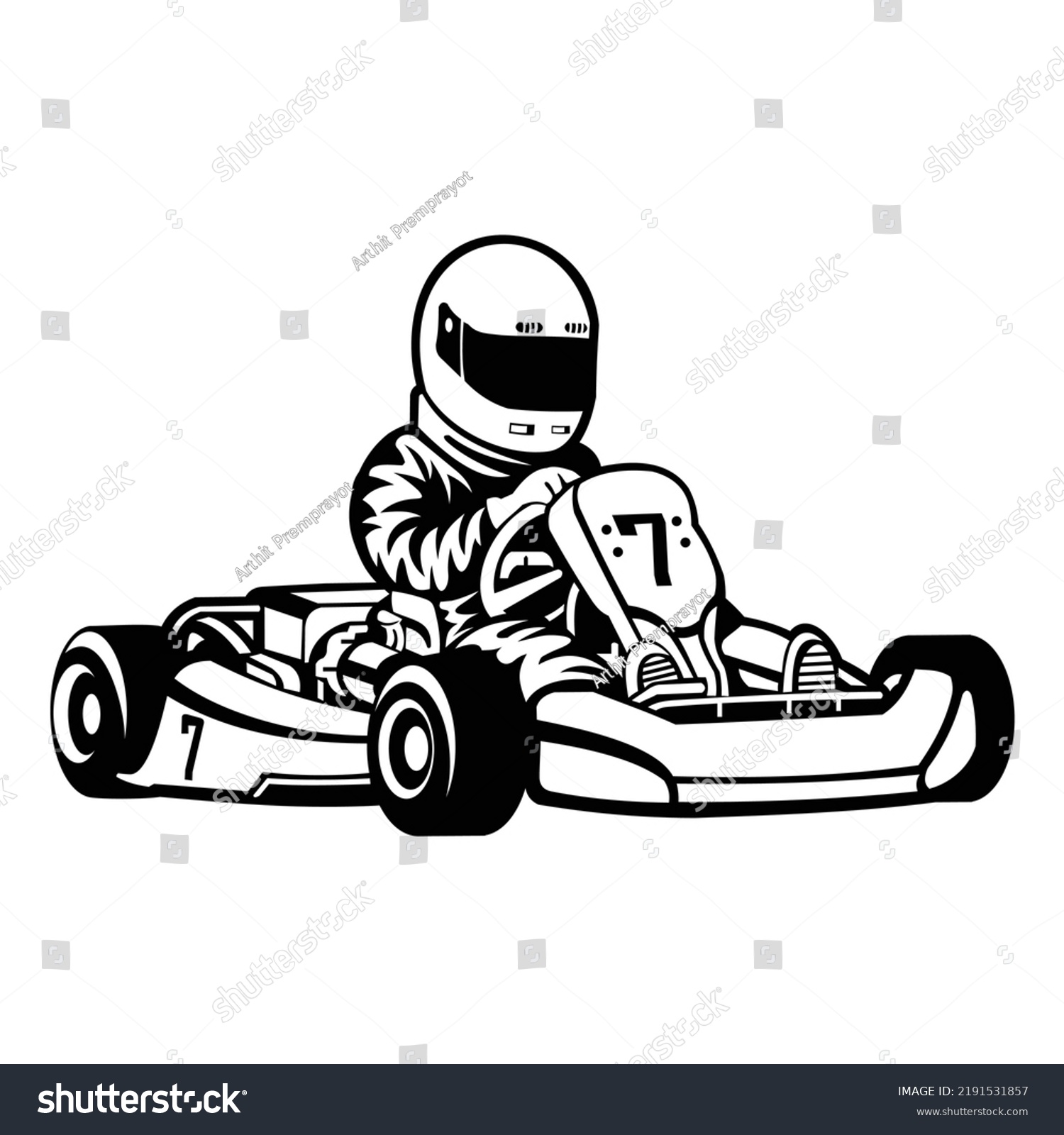 Go Kart Driver Silhouette Vector Isolated Stock Vector (Royalty Free ...