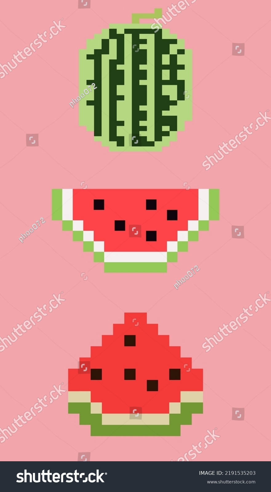 Watermelon Pixel Art Cute Minimal Suitable Stock Vector Royalty Free 2191535203 Shutterstock